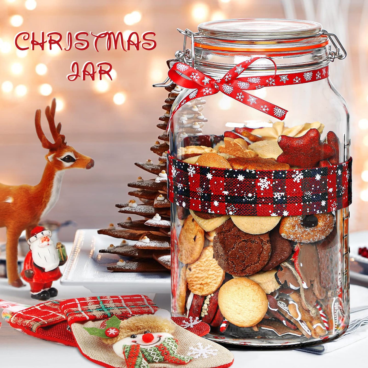 1 Gallon Glass Jars with Airtight Lid, Large Glass Storage Containers with Lids, 2 Pack Wide Mouth Mason Jars with Measurement Marks, Kitchen Pantry Storage for Flour, Sugar, 138oz, Dishwasher safe