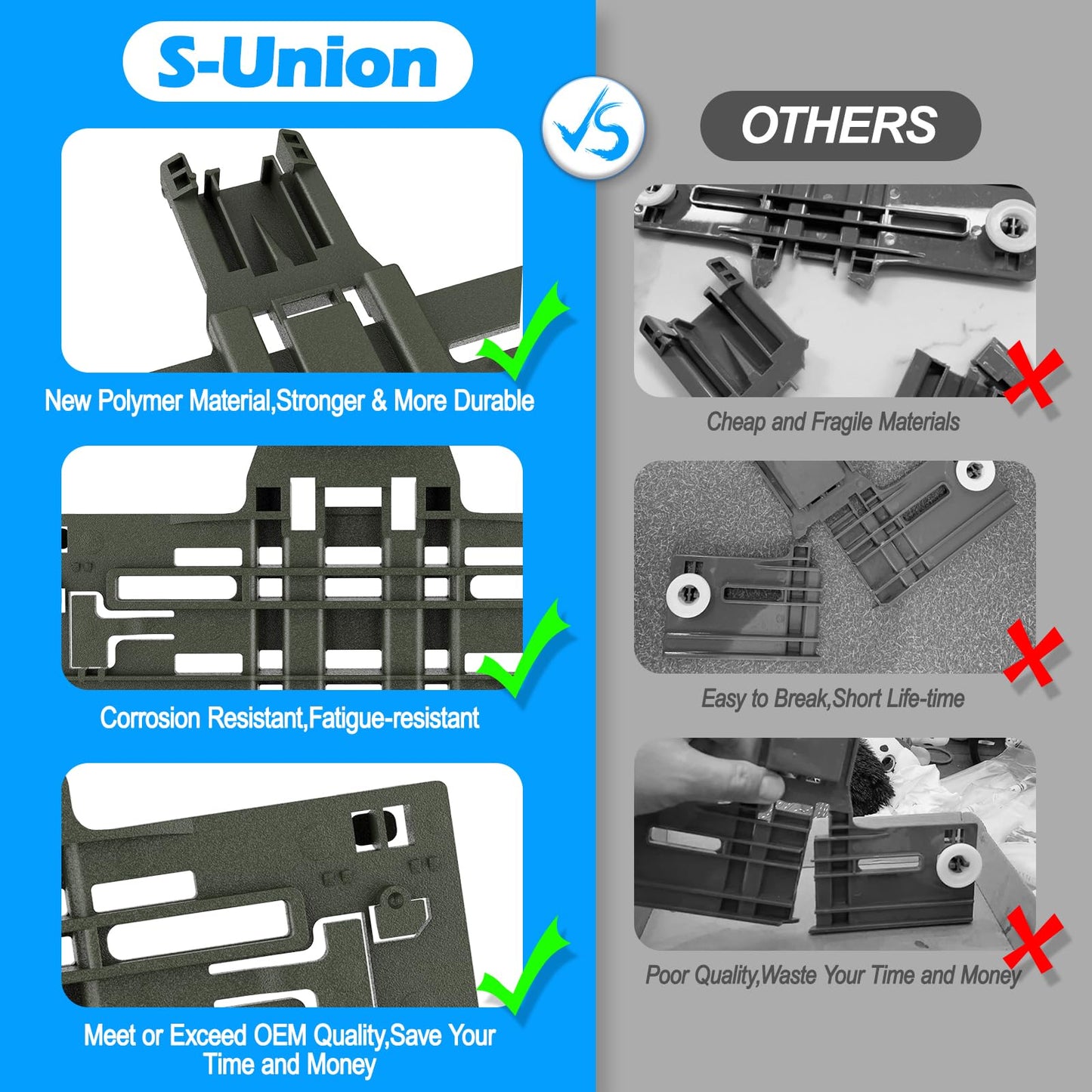 UPGRADED WPW10546503 W10546503 Dishwasher Top Rack Adjuster & W10320664/5 For Kitchenaid Dishwasher Parts Upper Rack KDTE334GPS0 KDFE104HPS0 W10546503 For Kitchen aid Dishwasher Parts,11Pack