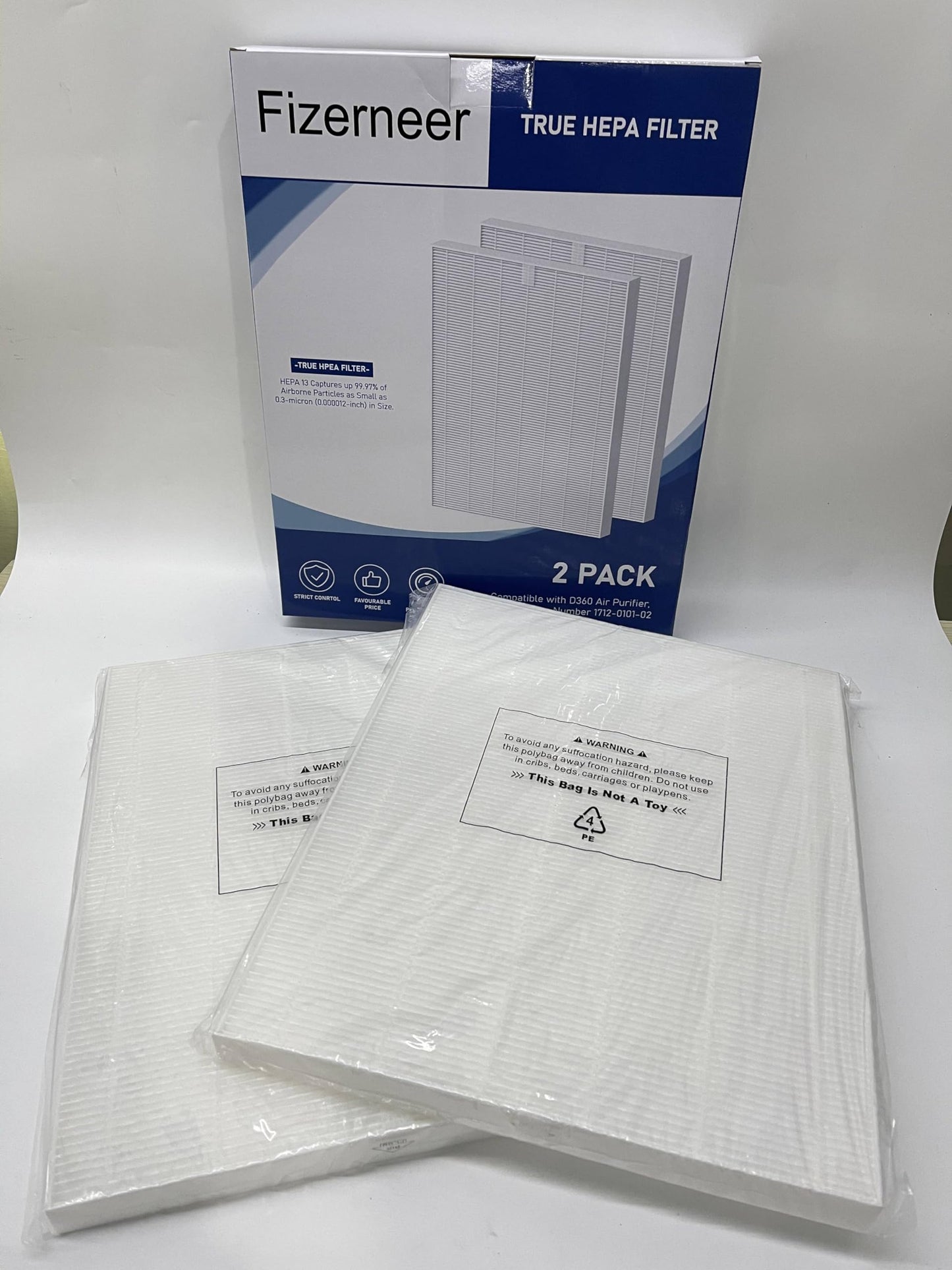 Fizerneer D360 Ture HEPA Replacement Filter Compatible with Winix D360 Air Cleaner Purifier, Item Number 1712-0101-02, 2 Ture HEPA Filter Only