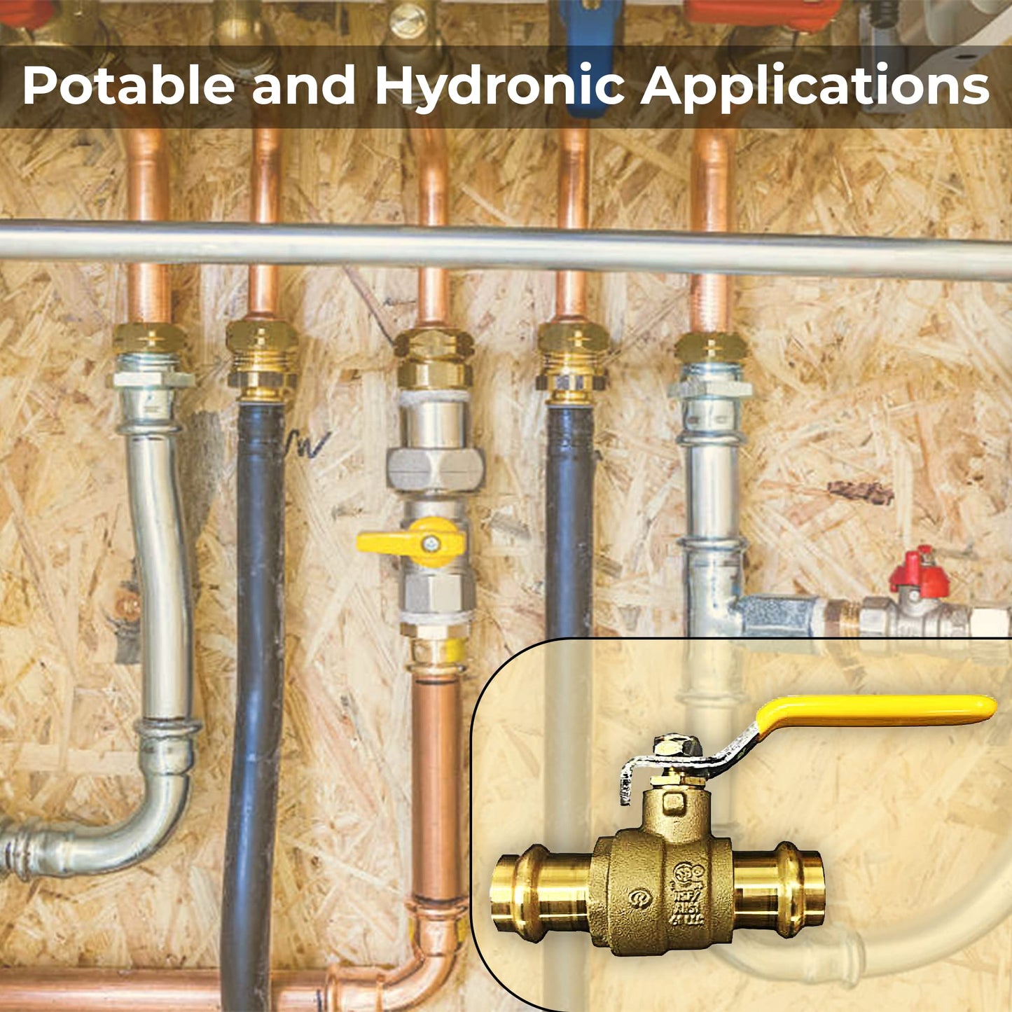 1/2" Propress Brass Ball Valve - Press Shut Off Ball Valve with EPDM O-ring Fit Both End For Pex Tubing - Premium Water Stop Shut Off Tool with 1/2” In. Connections - Pack of 10