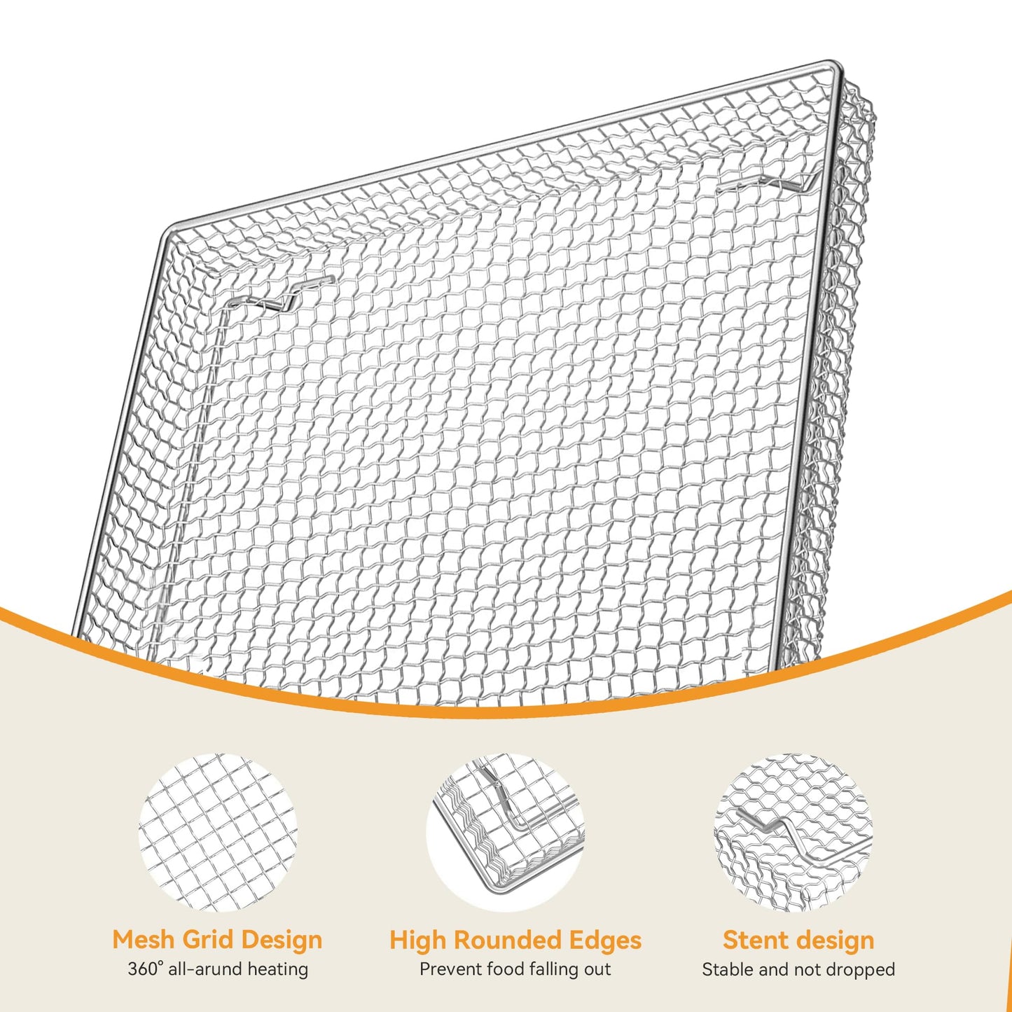 Stainless Steel Air Fryer Basket and Tray,Compatible with Cuisinart Airfryer TOA-060 and TOA-065 (with Cuisinart Airfryer TOA-060 and TOA-065 2 PCS)