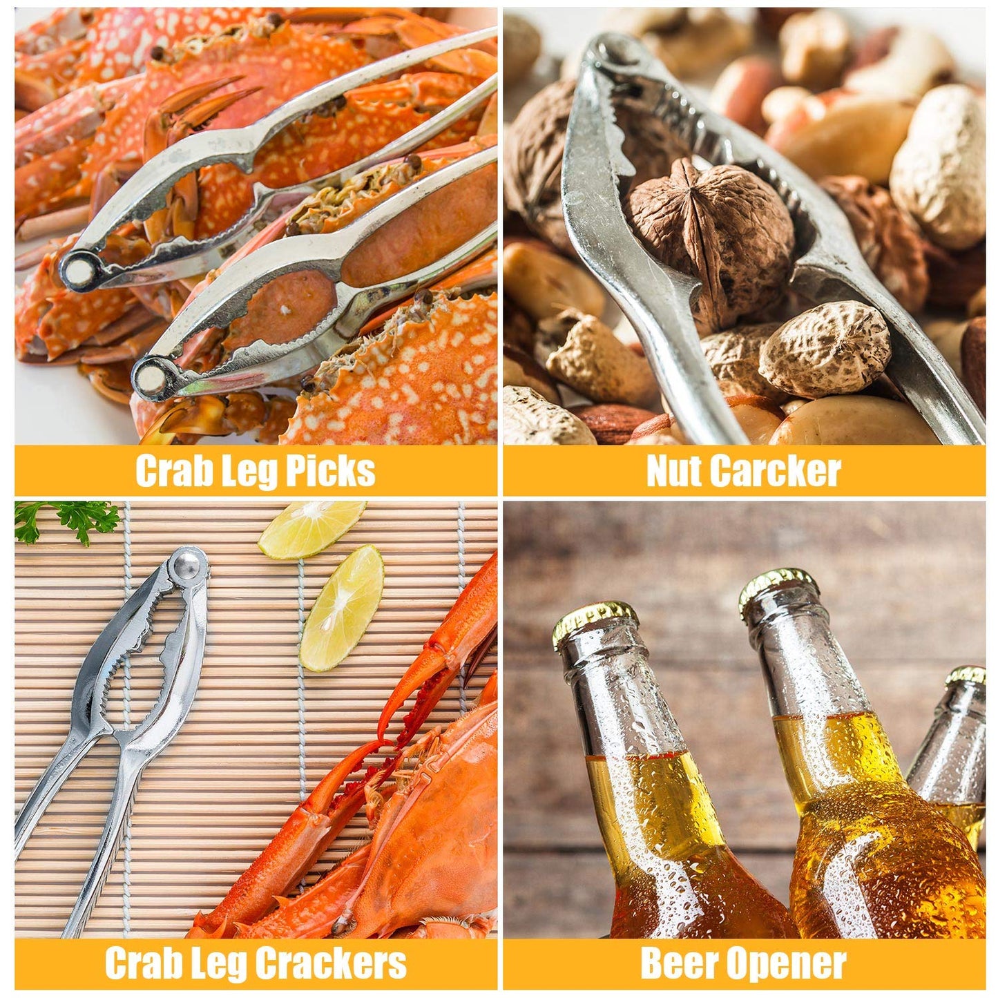 32 Pcs Crab Crackers and Tools, Crab Crackers Sets, Lobster Cracker, Heavy Duty Seafood Tools, Nut Cracker Set