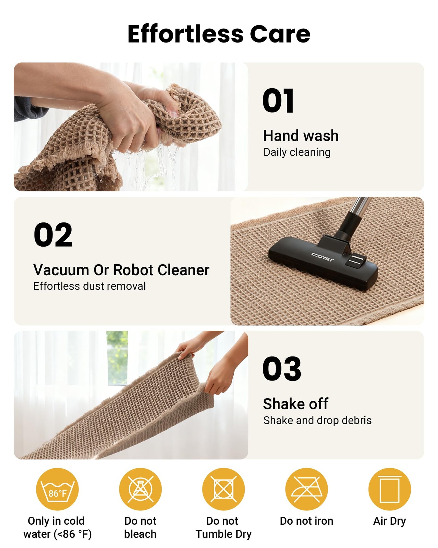 Furicher Large Waffle Bath Mat Set, Non Slip Bath Rug Set, Ultra Absorbent Bath Mats for Bathroom Decor, Extra Soft Floor Kitchen Rugs Sets 2 Piece, Washable Bath Runner Rug, Brown, 20"×47" & 16"×24"