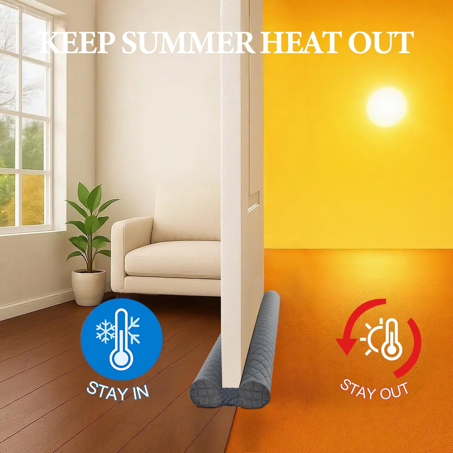 Ciieyuo® Door Draft Stopper – Premium Velour Under Door Gap Filler & Noise Blocker | Insert-Design Draft Stopper for Bottom of Door (30"-36") | Blocks Cold, Noise, Dust – Easy Install, No Adhesive