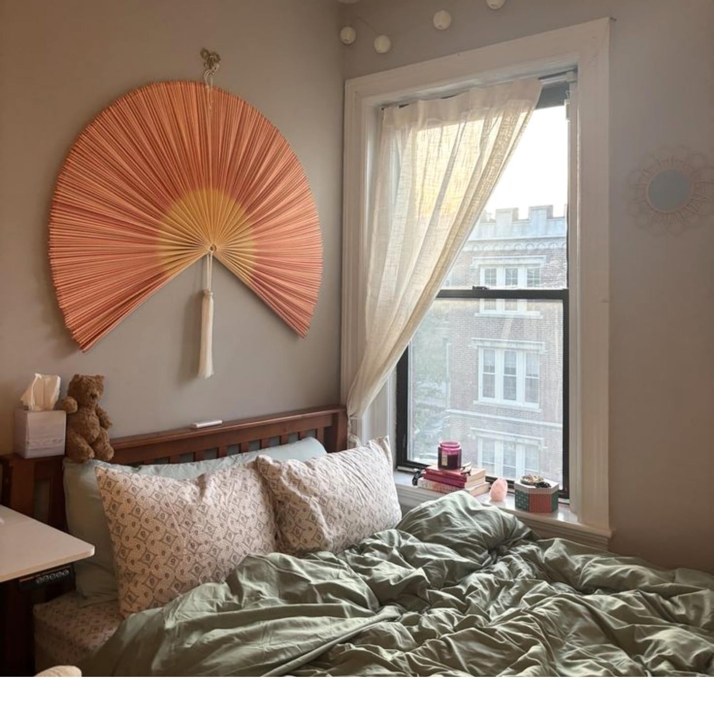 ChumDecor Fan Wall Decor,Large Bamboo Fans Wall Art for Boho Hanging Headboard,Decorative Folding Fan for Over Bed Decorations