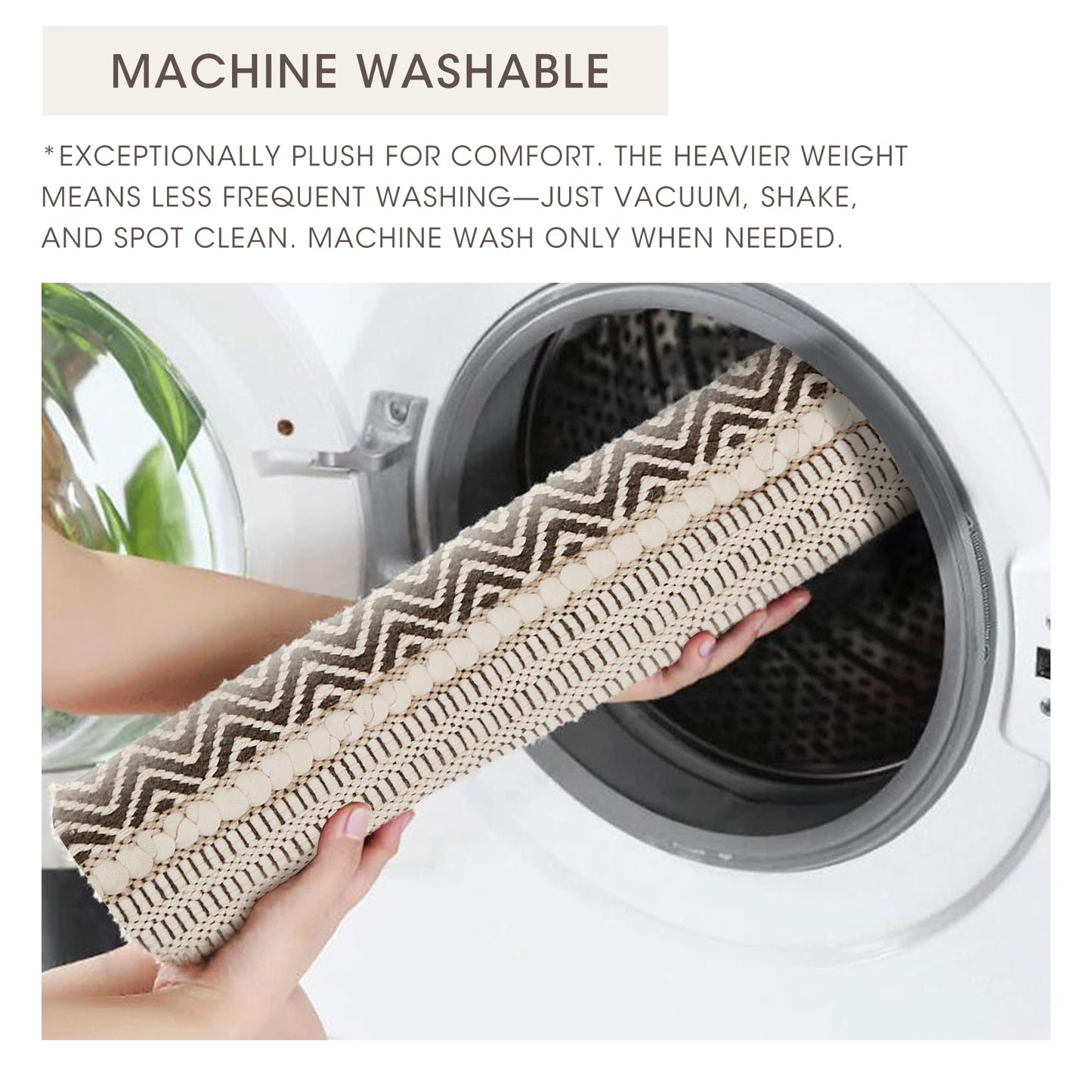 INK+IVY Bath Rug Hand-Woven Texture Shaggy Striped Soft & Water Absorbent, Boho Bathroom Décor Bath-Mats, Non-Slip Absorbent Quick Dry Mats for Tub, Shower Room, Asher, 20x32, Black 1 Piece