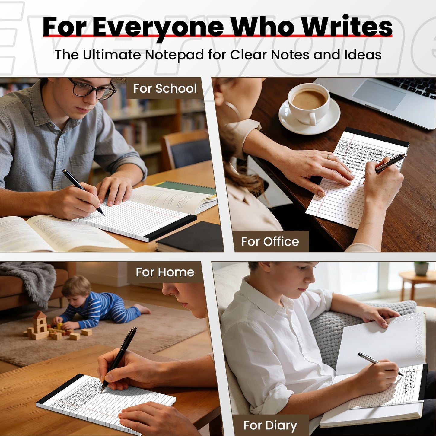 48 Pack Notepads 5x8, Small Legal Pads Narrow College Ruled, 30 Sheets/Pack, Perforated Notebook - White Note Pads for School, Memo, Note Taking, Teacher & Office Supplies, Writing Pads of Paper
