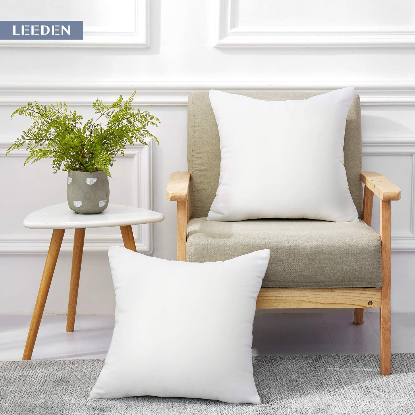 Leeden 20 x 20 Pillow Inserts (Set of 2) - Throw Pillow Inserts with 100% Cotton Cover - 20 Inch Square Decorative Pillows for Sofa, Couch, Bed and Home Decor