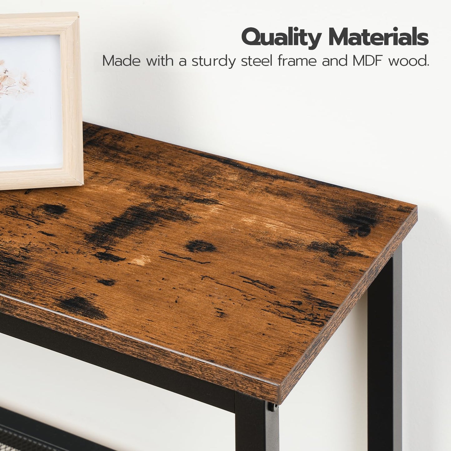 HOOBRO 29.5" Narrow Console Table, 3-Tier Entryway Table, Thin Sofa Table with Shelves, Side Table, Display Table, for Hallway, Entrance, Living Room, Bedroom, Rustic Brown and Black BF73XG01