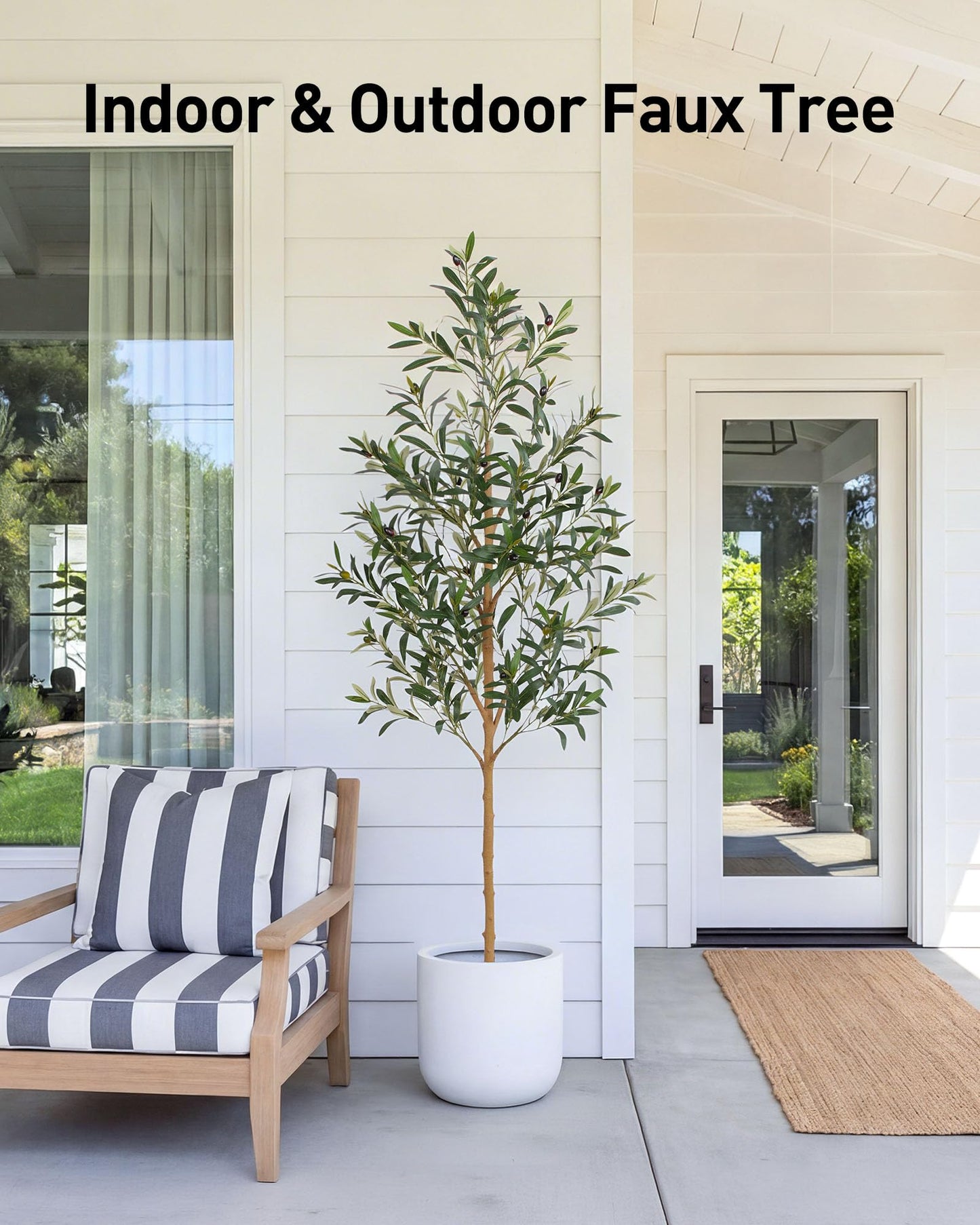 FLOWORLD 6FT Olive Trees Artificial Indoor, Tall Fake Olive Tree (72in) with Realistic Leaves and Olives, Sturdy Weighted Base,Large Faux Plants for Home Office, Living Room, Outdoor
