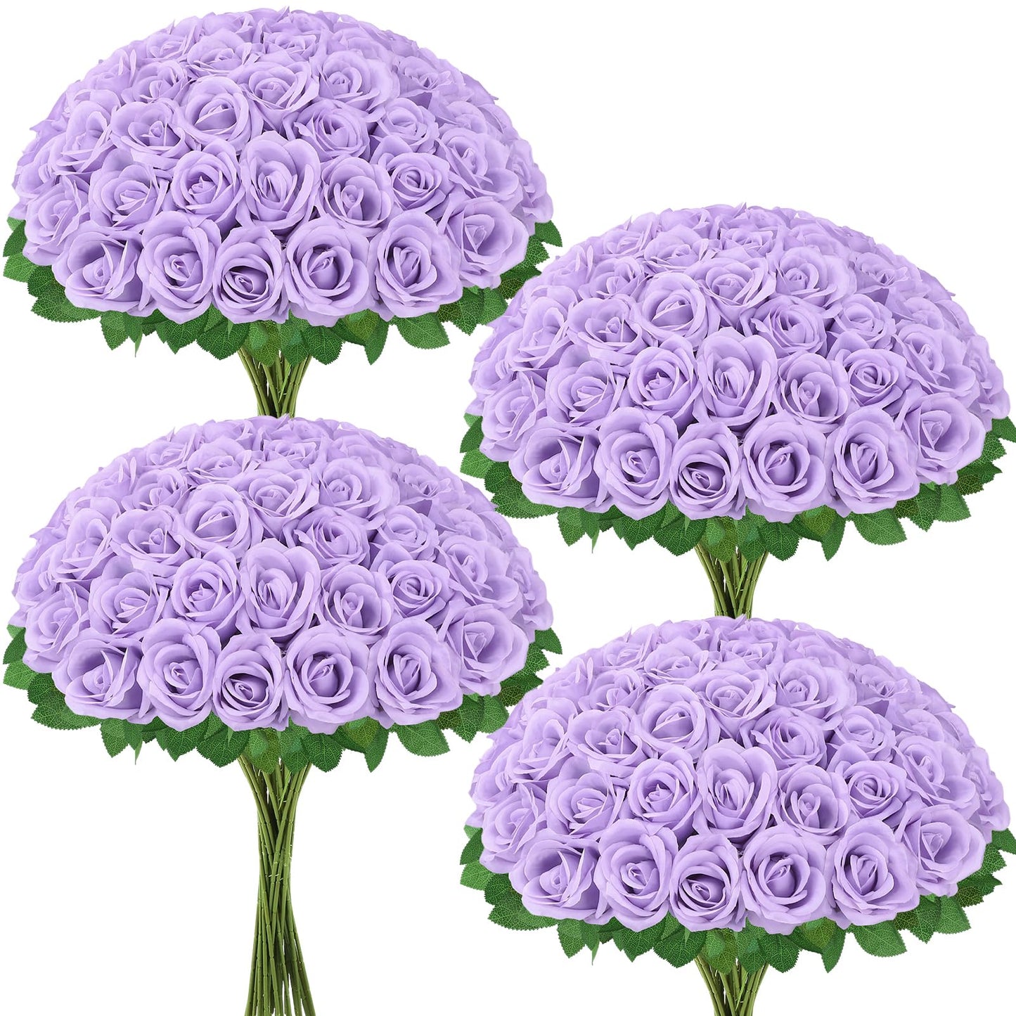 Ovveroche 72 Pcs Artificial Roses Light Purple Fake Silk Roses Realistic Roses Faux Flower Indoor Wedding Home Decor, Birthday Decorations