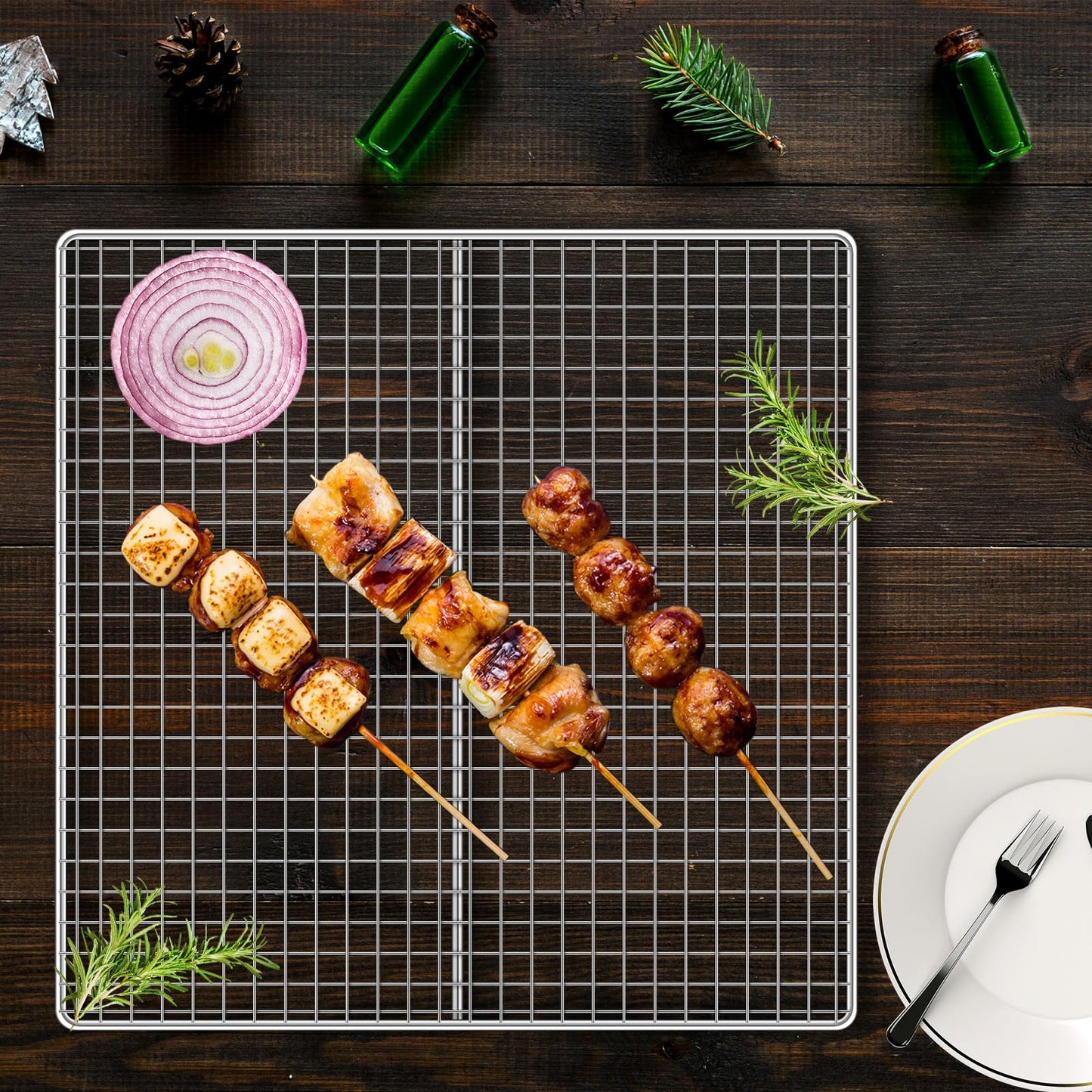 Yaocom 4 Pcs 13.5 x 13.5 Inch Fryer Screen Stainless Steel Deep Fryer Accessories Fryer Grate