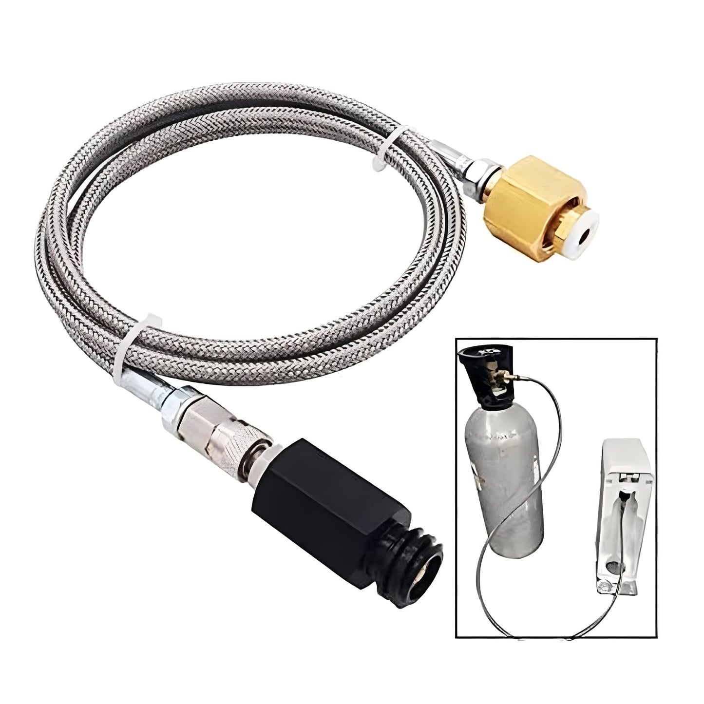 Upgrade Soda Machine Co2 Adapter Hose with High Pressure 60in Stainless Steel Hose,CGA320 to TR21-4 Carbonated Water Soda Maker Co2 Fill Kit Compatible with OneTouch/Jet/Aqua Fizz Soda Maker