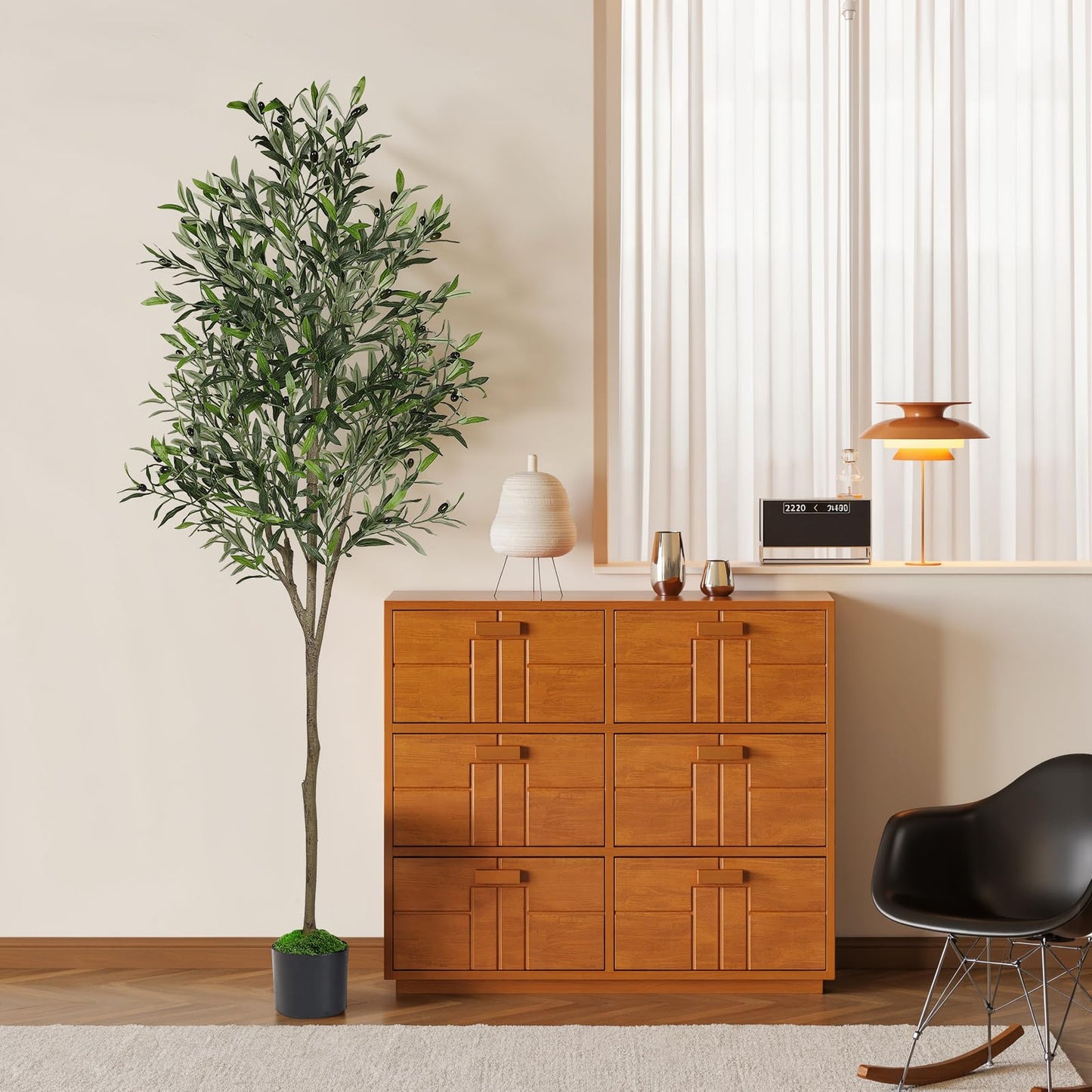Alupssuc 6ft Olive Tree Artificial Indoor, Fake Tree Potted Faux Olive Trees with Lifelike Fruits and Realistic Leaves, Artificial Plants Indoor Fake Plants for Modern Home Office Living Room Decor