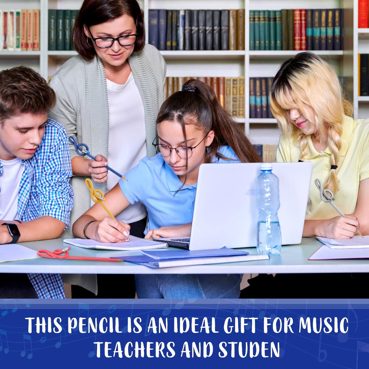 Lincia 100 Pack Treble Clef Pencils Bulk with Eraser Music Note Pencils Music Themed Party Favors Colorful G Clef Pen Choir Prizes Gifts for Piano Teachers Students Artists Home Office School Supply