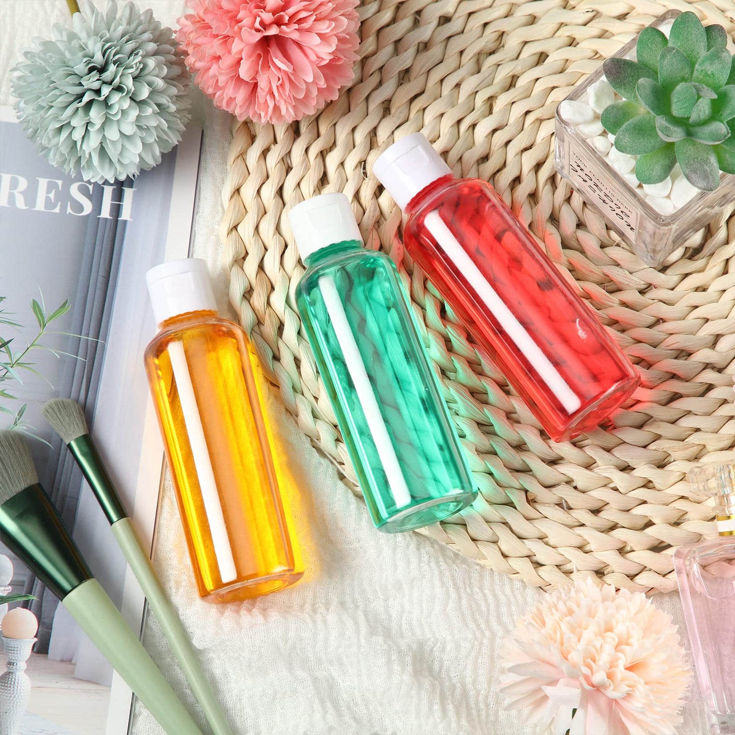 100 Pcs 3.4oz Small Travel Bottles Plastic Empty Squeeze Bottle Clear Refillable Shampoo Container with 5 Funnel for Liquids Cream Cosmetic Toiletries