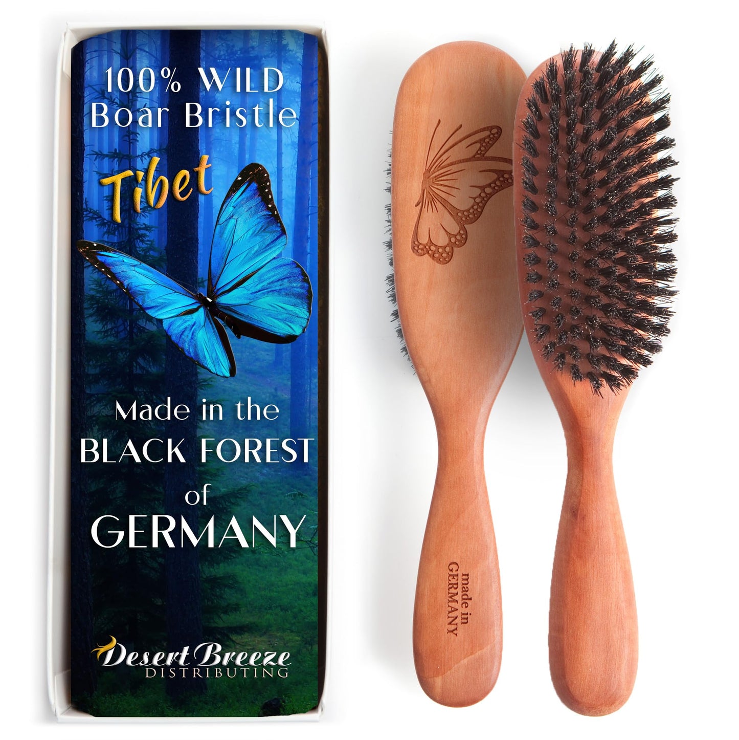 100% Natural Boar Bristle Hairbrush for Healthy Hair - Gentle Care, Made in Germany