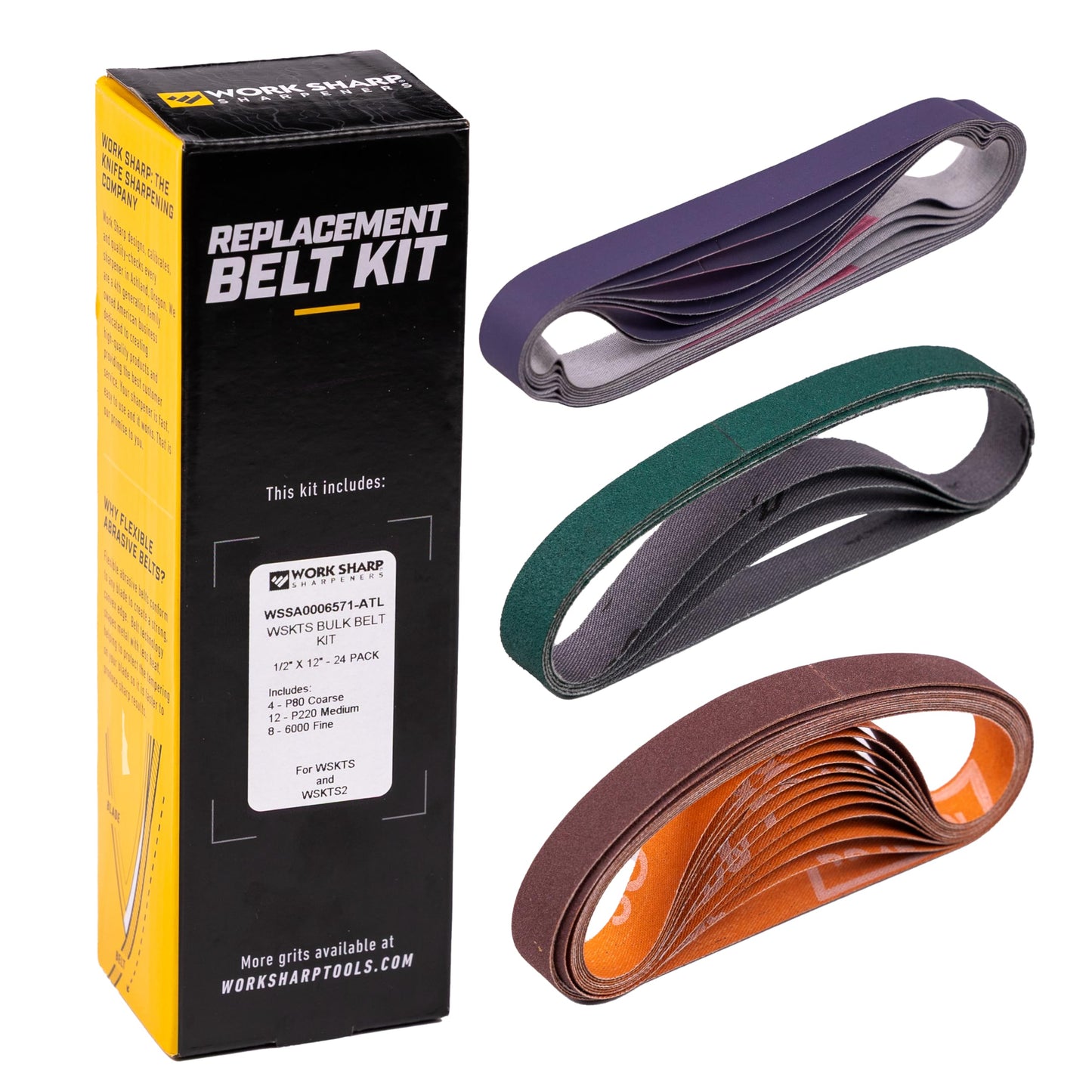 Work Sharp Bulk Bundle Value Pack, KTS Replacement Abrasive Belt Kit, 24 Assorted Grits