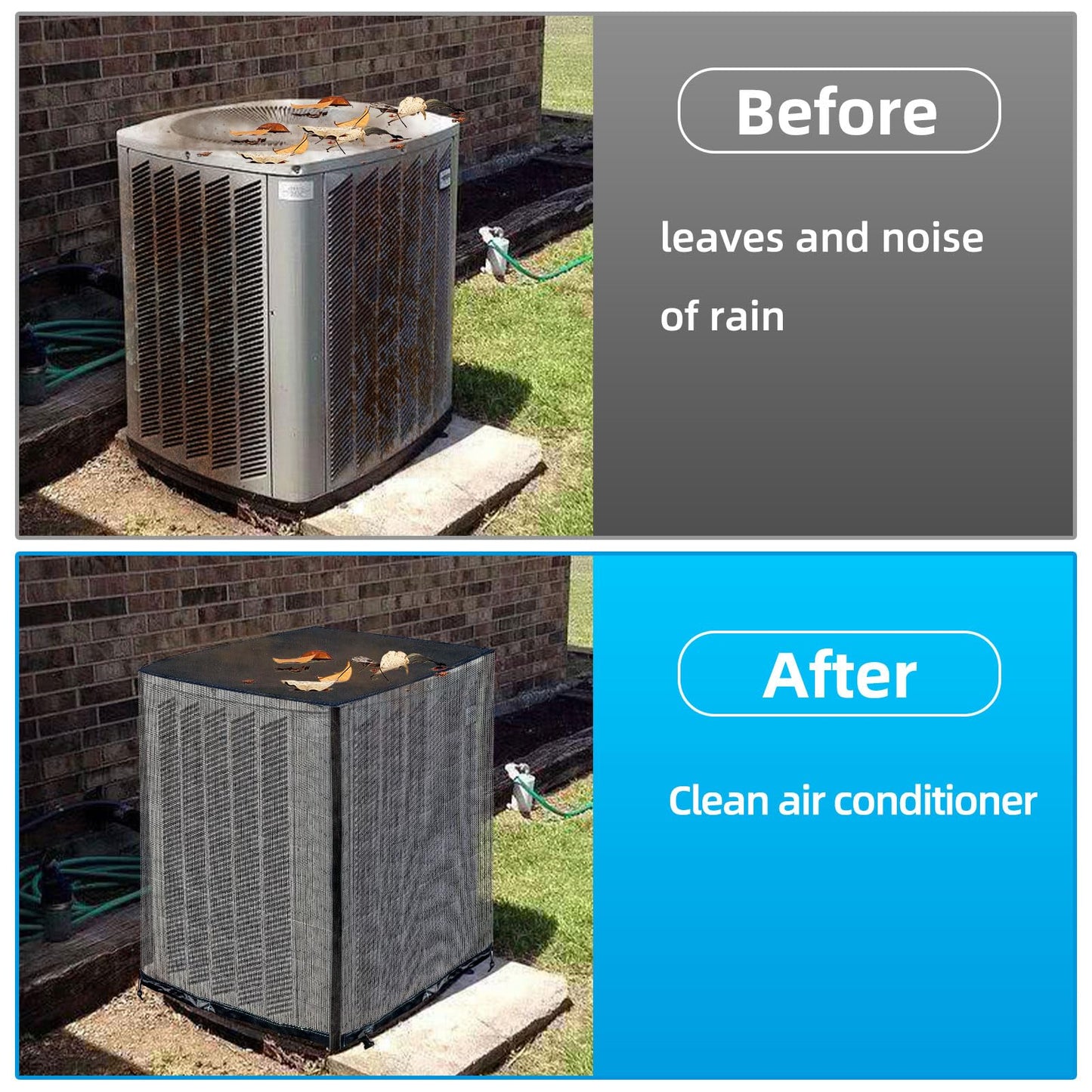 Qualward Full Mesh Central Air Conditioner Cover with Detachable Top, Ventilated & All Seasons AC Cover Design, 32×32×36 Inch