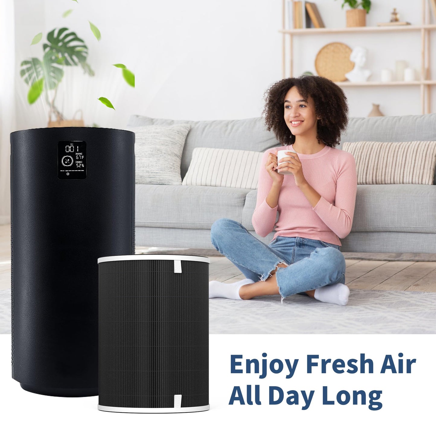 XBWW KJ500 Replacement Filter Compatible with Our Happi KJ500 Air Purifi-er, 4-in-1 Filter of Premium Filter, Activated Carbon, Fine Mesh Pre-Filter and Net-Filter