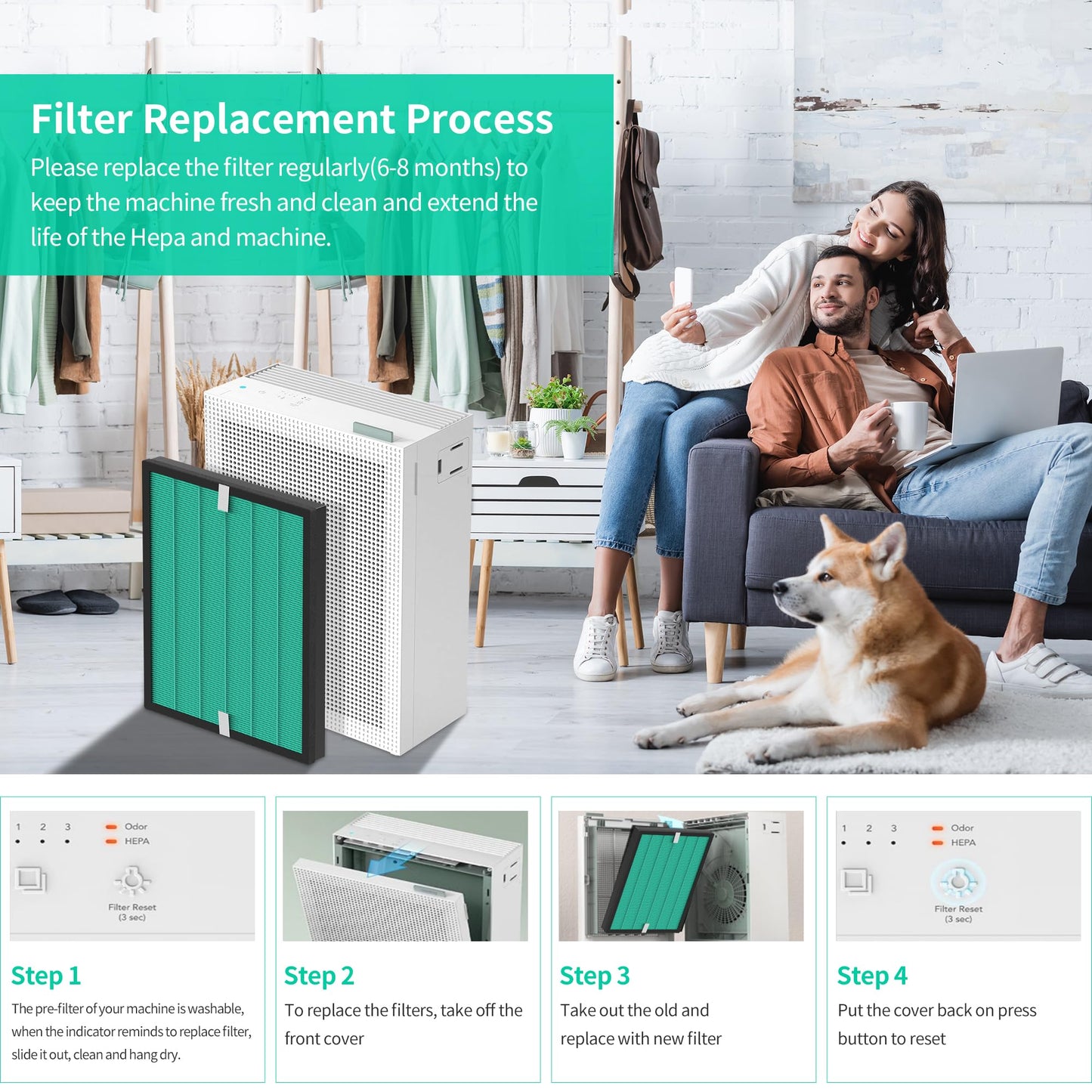 2 Pack Upgraded Airmega 150 Filter Replacement Compatible with Coway Airmega 150 (AP-1019C) & Airmega 160 Air Purifiers, True HEPA and Enhanced Activated Carbon Filter, AP-1019C-FP (Enhanced 150)