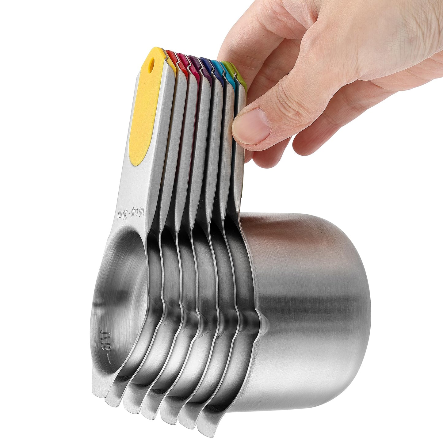 Spring Chef Magnetic Measuring Cups & Spoons Set, Patented, Strong N45 Magnets, Heavy Duty Stainless Steel Fits in Spice Jars for Baking & Cooking, BPA Free, Set of 15 with Leveler, Multicolor