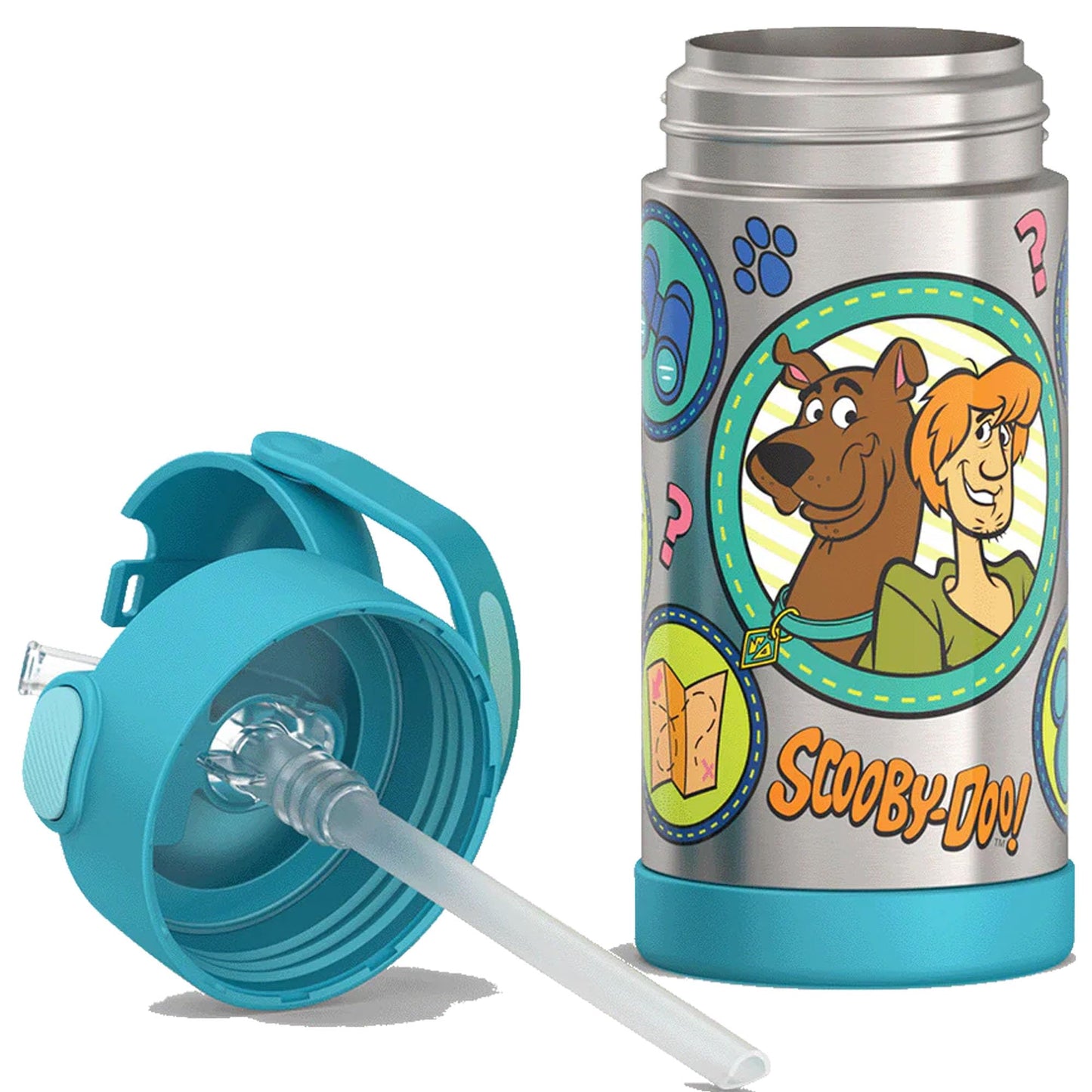 THERMOS FUNTAINER Water Bottle with Straw - 12 Ounce - Kids Stainless Steel Vacuum Insulated Water Bottle with Lid, Scooby-Doo