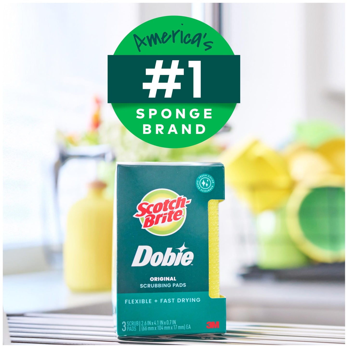 Scotch-Brite Dobie Pads, Dobie Sponge for All Purpose Cleaning of Kitchen, Bathroom, and Household, Non Scratch Dobie Cleaning Pads Safe for Non-Stick Cookware, 24 Dobie Pads