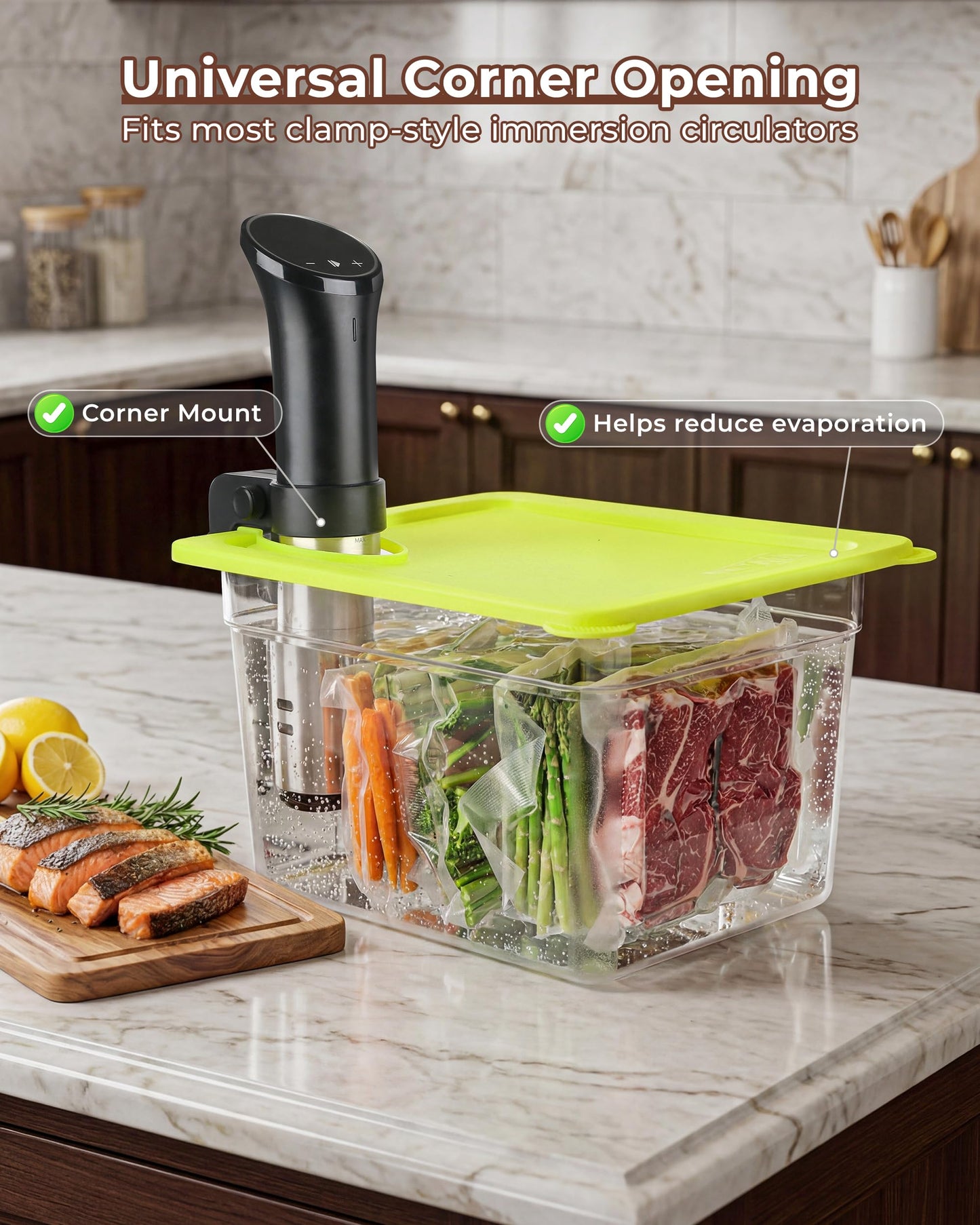 EVERIE Sous Vide Container with Universal Silicone Lid Compatible with Anova All Models, Anova Nano, Chefsteps Joule, Instant Pot, Wancle Sous Vide Cookers