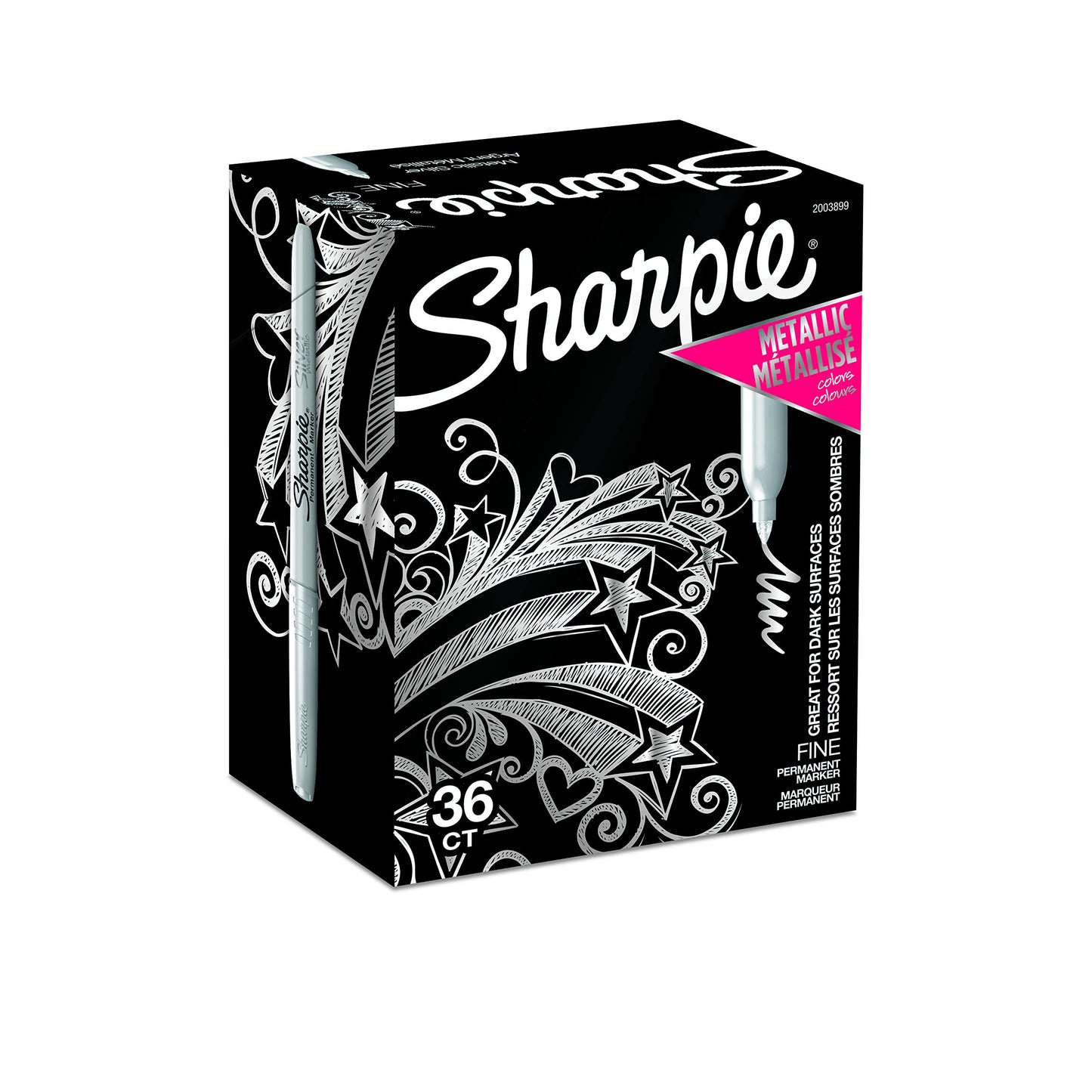 Sharpie Metallic Permanent Markers, Fine Point, Metallic Silver, 36 Count