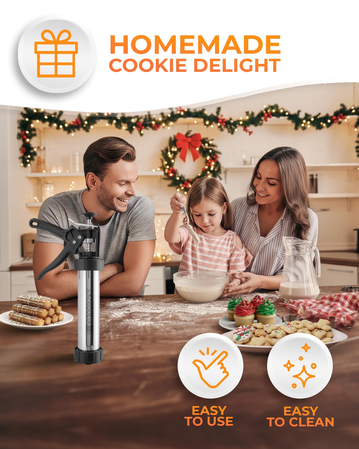 KneadEat Premium 68pc Churro Maker - Spritz Cookie Press Gun Kit - Icing Gun. 12 Cookie and Churro Discs. 48 Icing Tips. XL Filler. Piping Bag. Brushes. For Churros, Cookies and Cake Decorating.