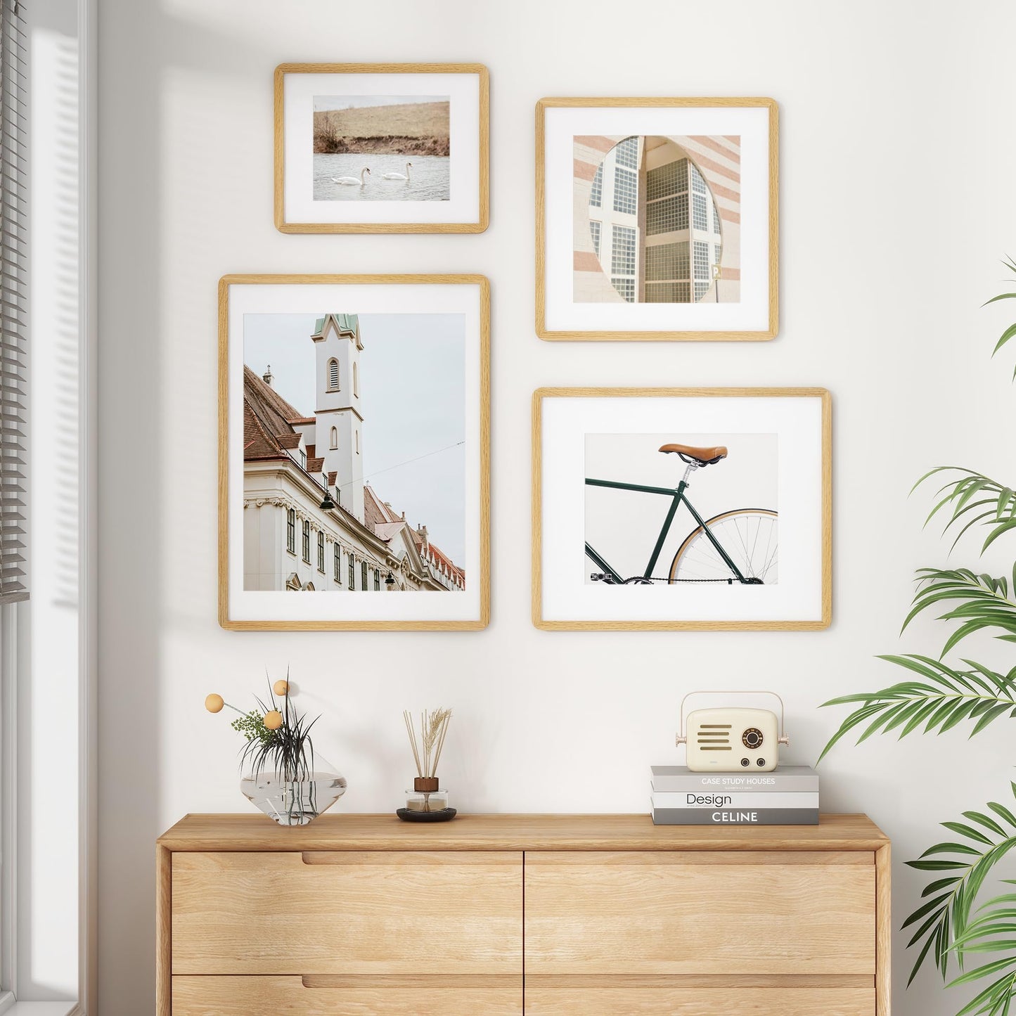 FLYJOE 16x24 Poster Frame | Solid Oak Wood 16 x 24 Picture Frame | 24x16 Poster Frame With Mat For 12x18 | Tempered Glass And Hanging Hardware Included | 16 By 24 Frame Wood (Natural Oak, 1 Pack)