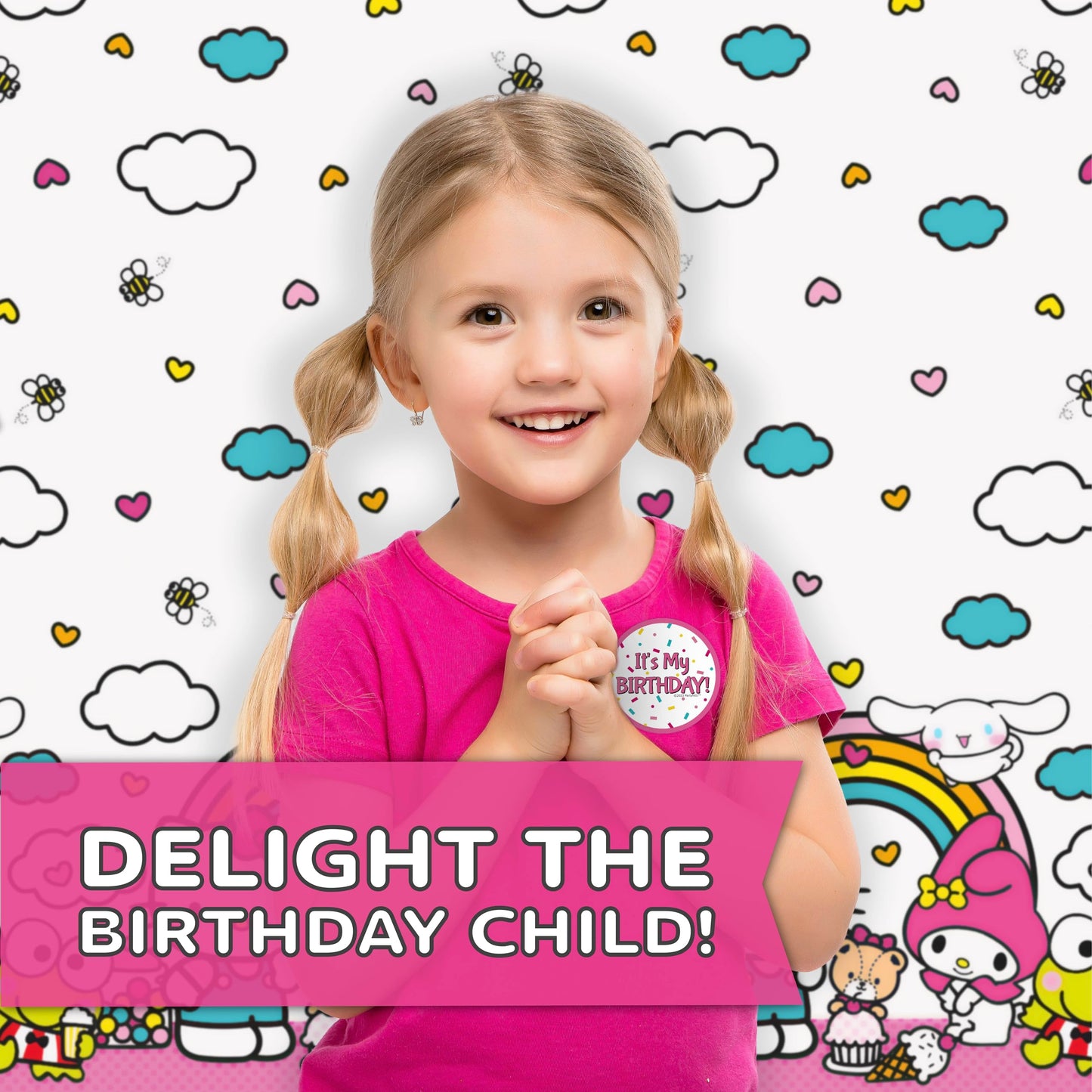 Hello Kitty Birthday Decorations & Party Supplies | Hello Kitty Plates and Napkins, Cups, Tablecloth, Forks, Sticker | Serves 16 Guests | Officially Licensed