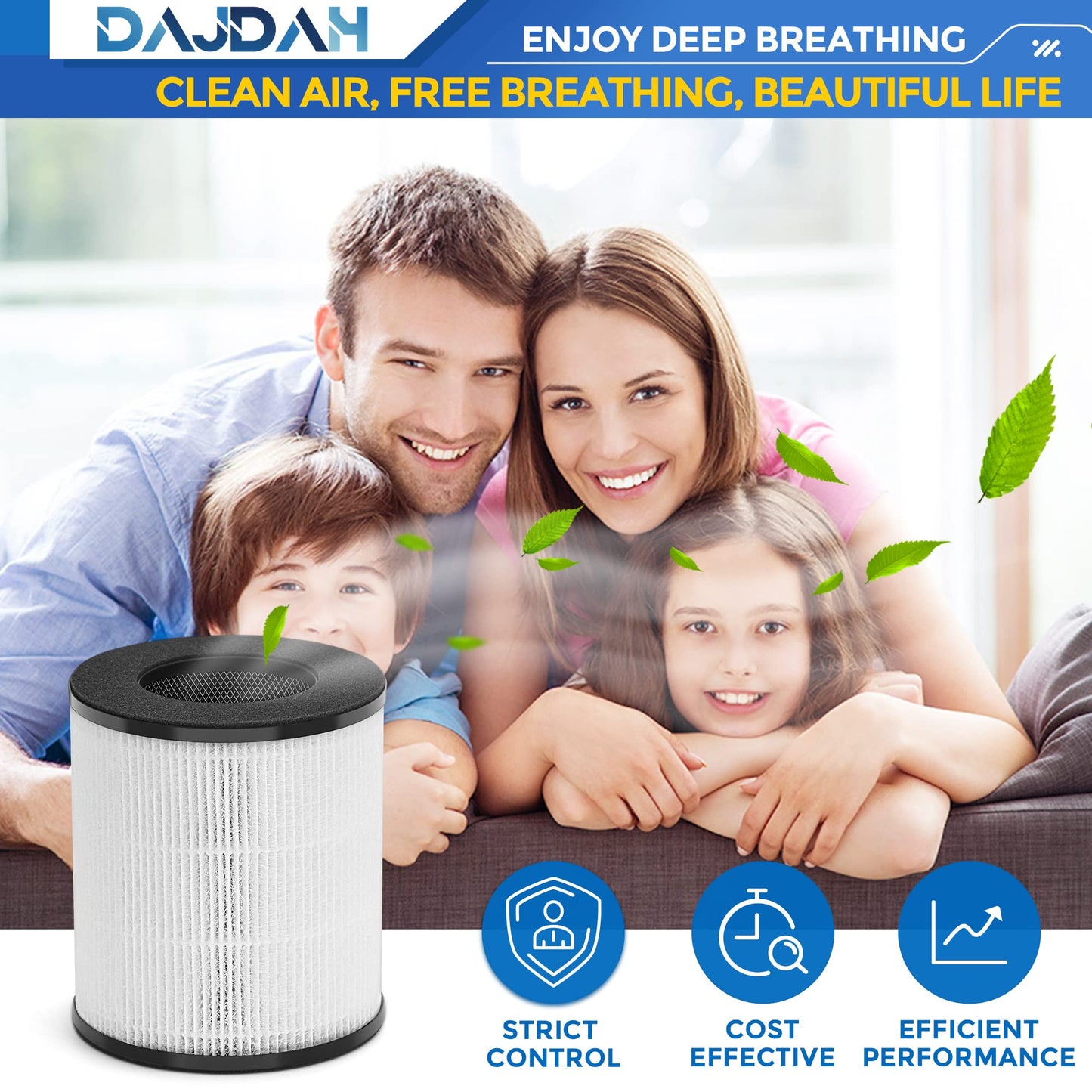 CL-6070A Replacement Filter Compatible with Tenergy Renair TAP01, Cool-Living CL-6070A, BEABA Nursery and Tredy TD-1300 Air Purifier with H13 True HEPA Filter for Home Pet Allergies, White, 2-Pack