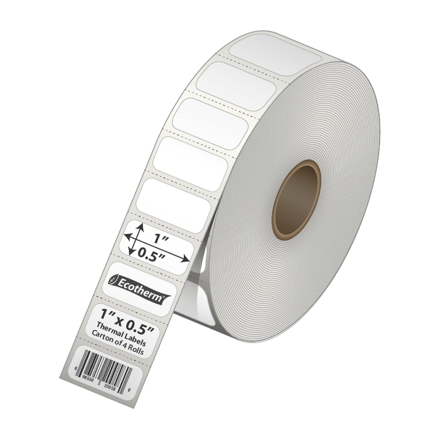 1" x .5" Thermal Labels | 4 Rolls | 9800 Labels | fits Zebra, Godex, Arkscan, iDPRT, Offnova Thermal Label Printers and More | Blank White Adhesive Stickers by Ecotherm