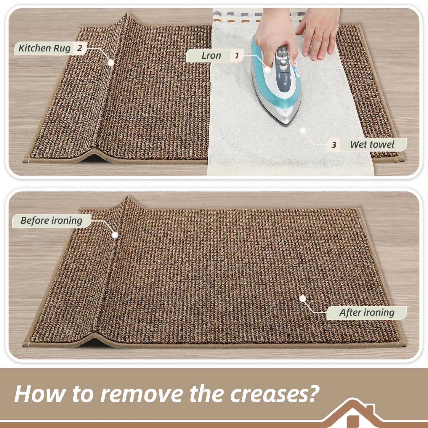 BEQHAUSE Kitchen Rugs 20"x32", Non-Slip Kitchen Mats for Floor, Super Absorbent and Stain Resistant Kitchen Rugs, Machine Washable Rugs for Kitchen, Hallway, Laundry & Sink, Taupe