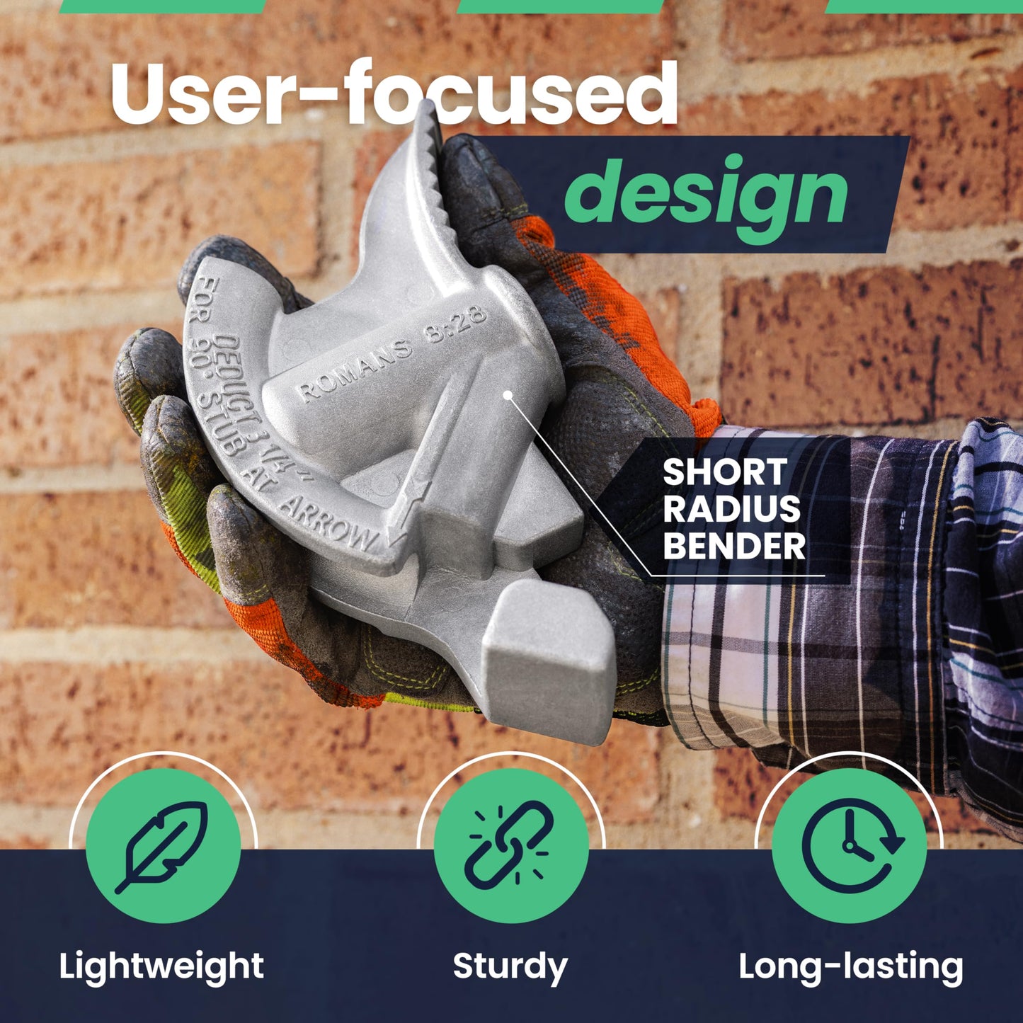 1/2" SHORTY -Half Inch, 1/2" aluminum EMT short bender with 3/4" inner thread