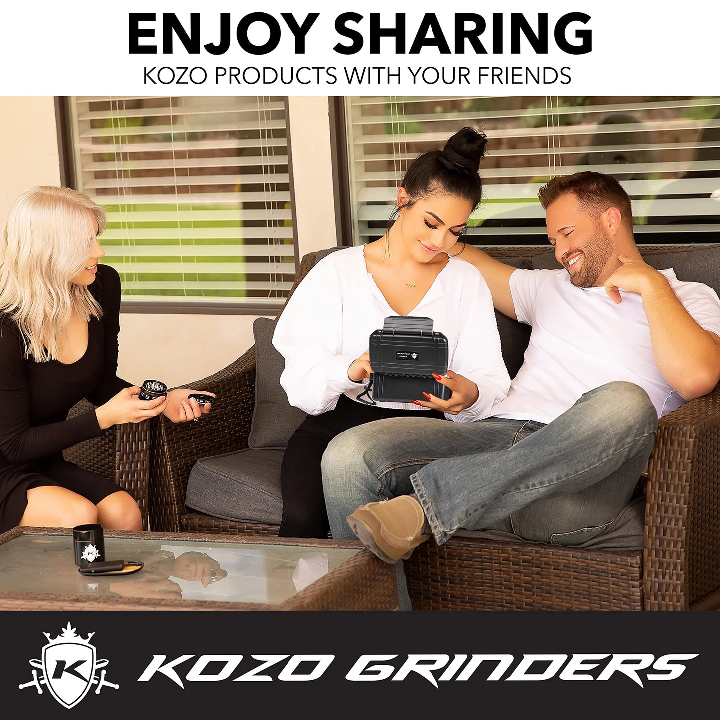 KOZO Rack Premium Black Box with Original Grinders, Tray, and UV Jar. Built-in Lock & Keys - Decorative Storage Rack Set - Perfect for Your Accessories