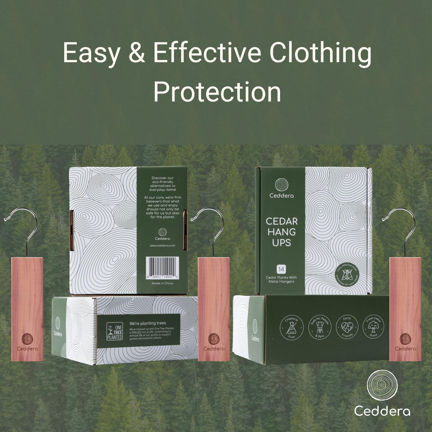 Ceddera Cedar Hang Ups 14 Pack | Natural Cedar Blocks for Clothes Storage | Eco Friendly Cedarwood for Closets | Moth Ball Alternative