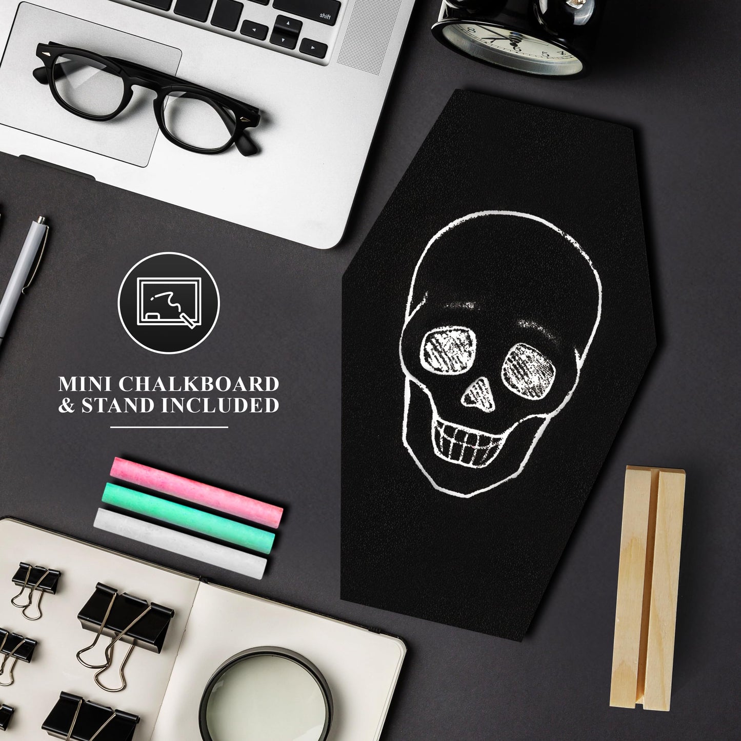 Manny's Mysterious Oddities Coffin Letter Board with Mini Coffin Board- Gothic Wedding Decor - Spooky 17x10.5 inches Felt Letter Board with 500 Precut Characters & Emojis