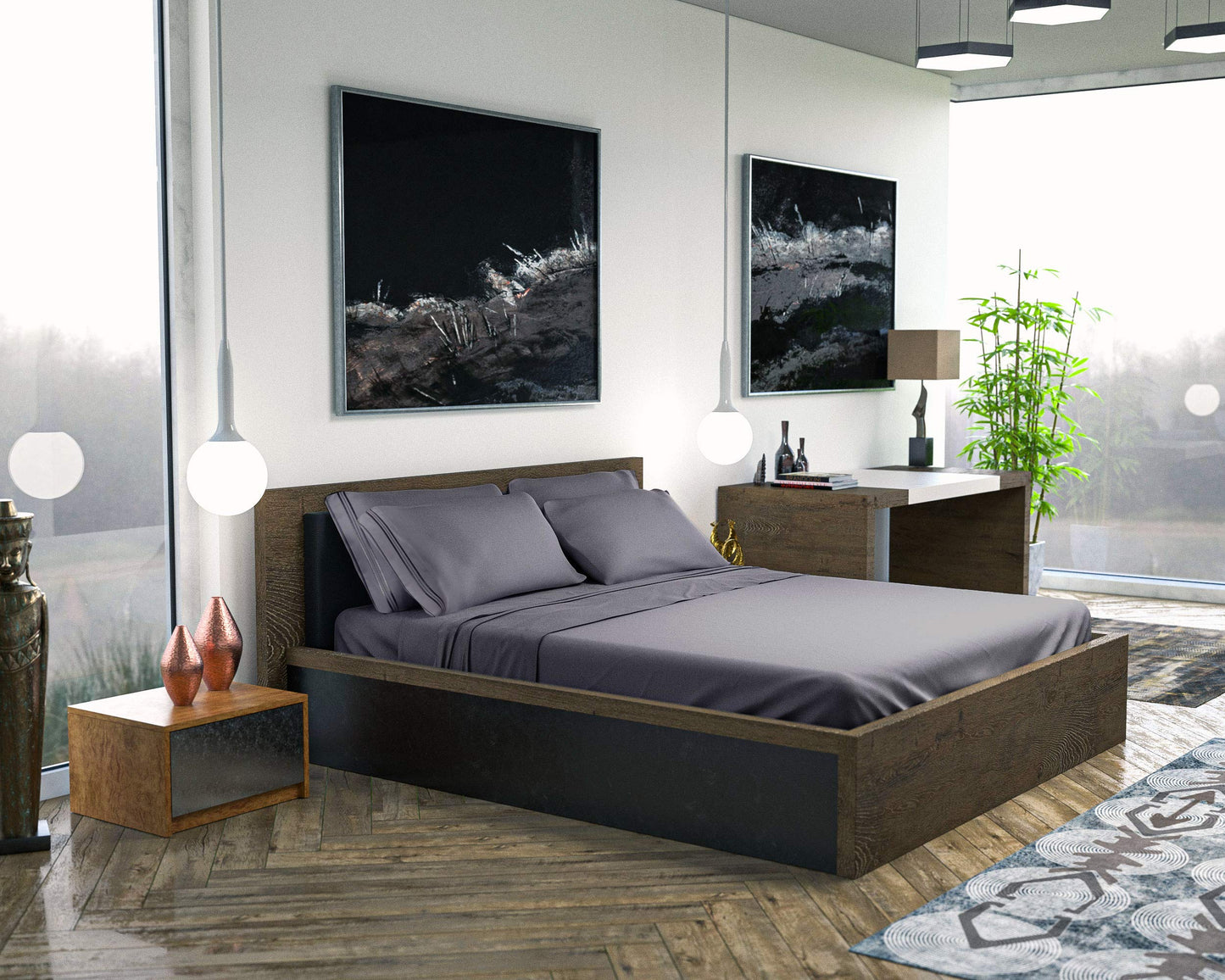 DREAMCARE King Size Sheets Set - 6 pcs Breathable Cooling Bed Sheets - up to 21" Extra Deep Pocket King Sheet Set with Side Pockets - Extra Soft 100% Brushed Hypoallergenic Hotel Luxury Bedding - Gray