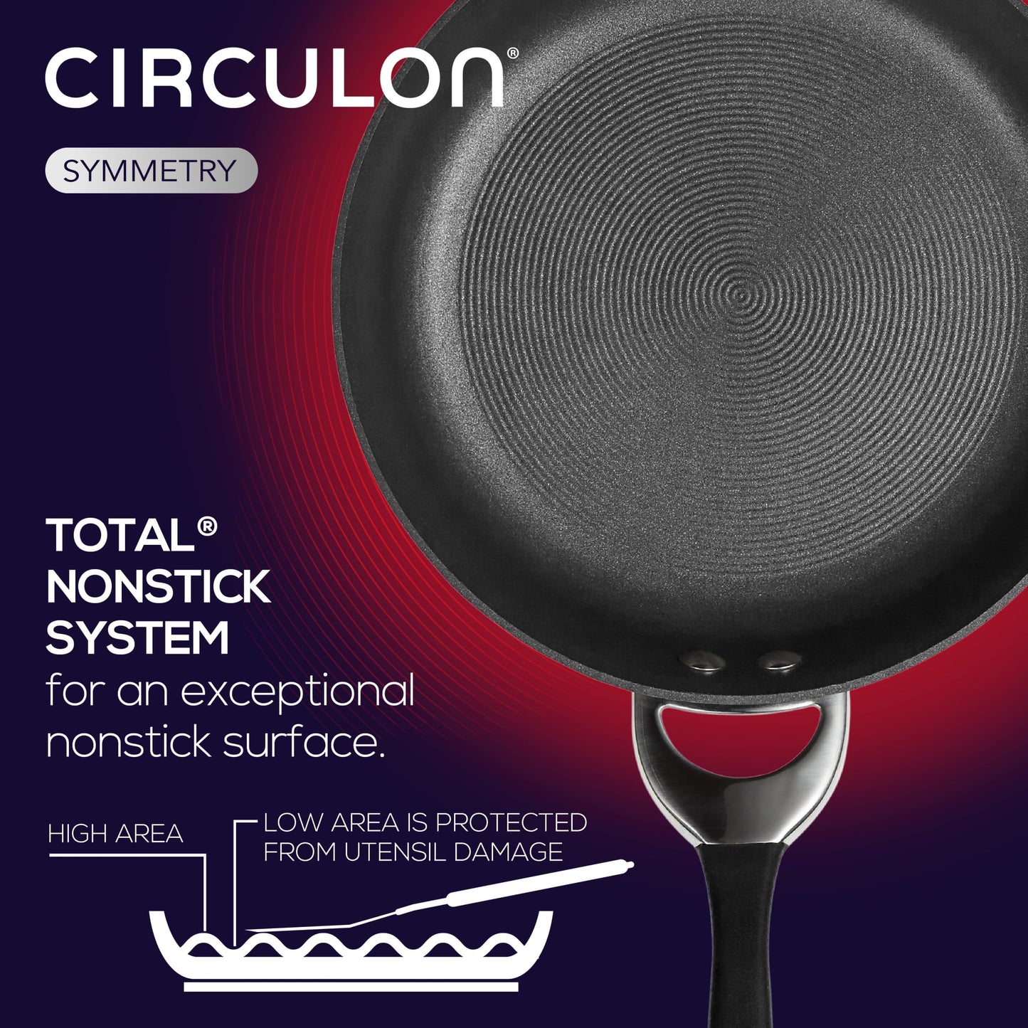 Circulon Symmetry Hard Anodized Nonstick Induction Frying Pan, 8.5-Inch Fry Pan, Black