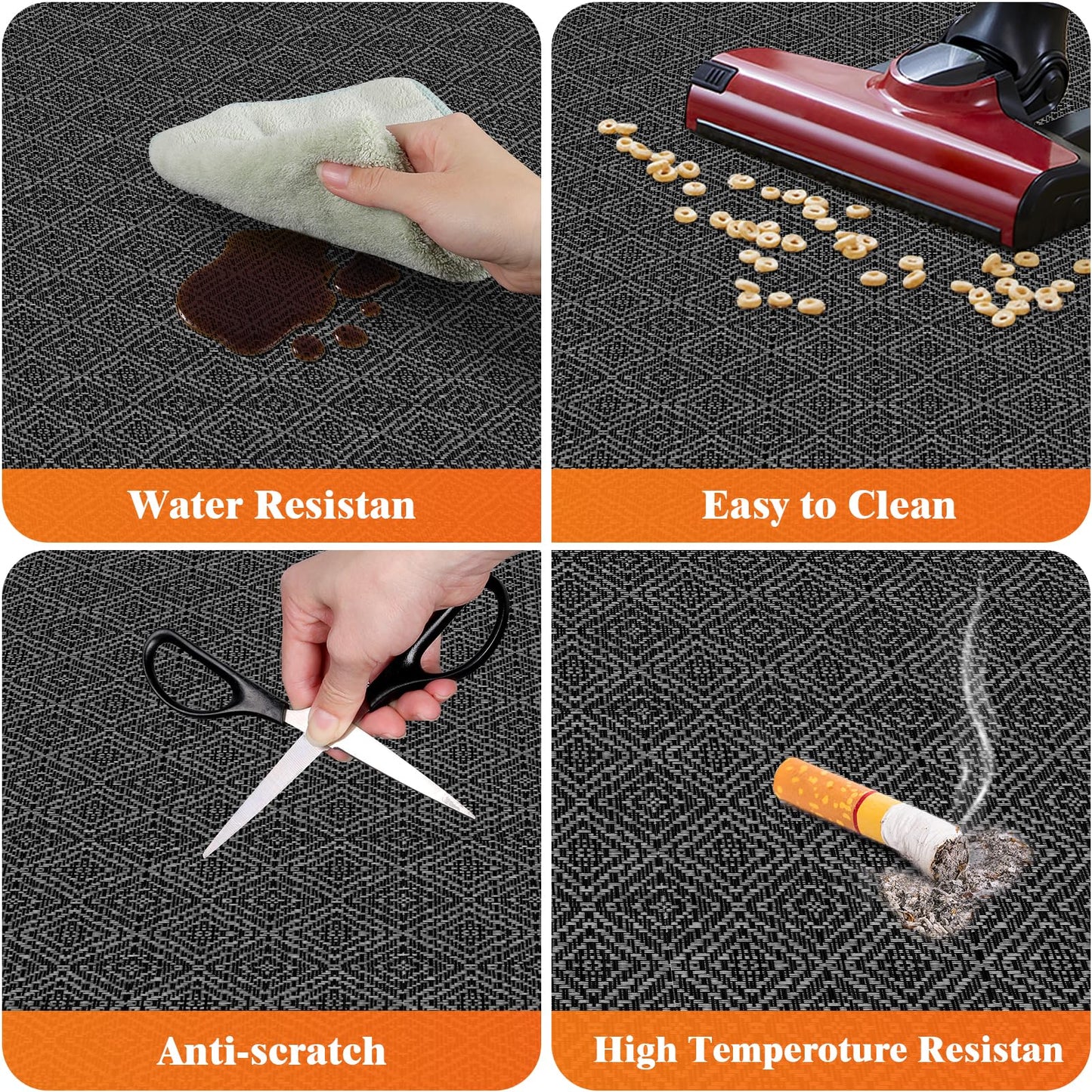 KMAT Office Chair Mat, 46x60in Heavy Duty Hardwood/Tile Floor Protector, Floor Mat Computer Desk Mat for Rolling Chairs, Work, Study, Office, Black