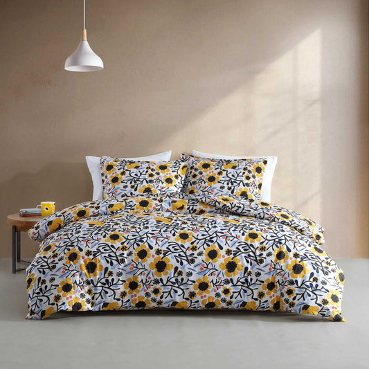 Marimekko - Full/Queen Duvet Cover Set, Cotton Percale Reversible Bedding with Matching Shams, Floral Home Decor (Mykero Multicolor, Full/Queen)