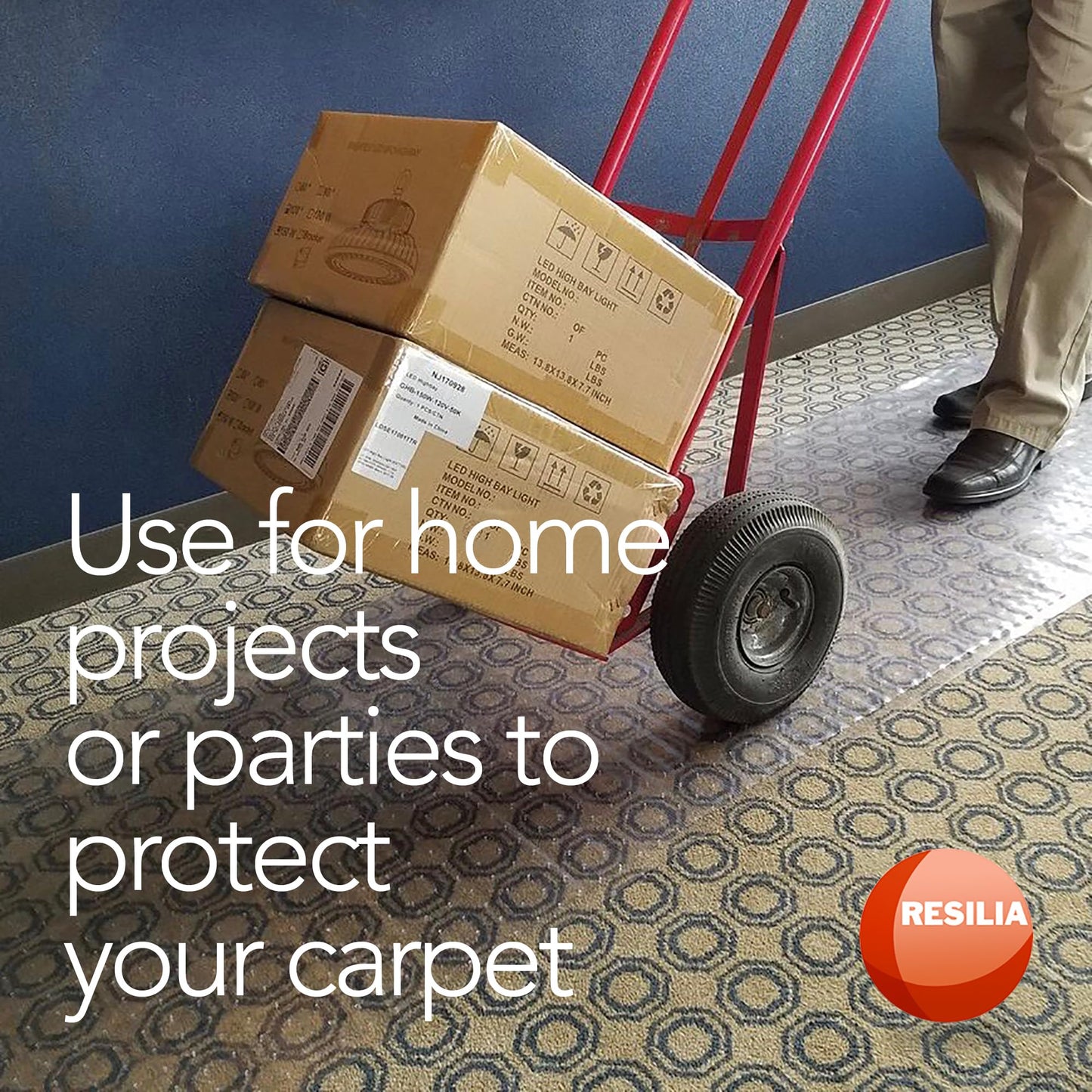 RESILIA Low-Pile Carpet Runner - Non Slip Carpet & Rug Protection, Washable Clear Vinyl Floor Runners, 27 Inches Wide x 12 Feet Long, Made in The USA