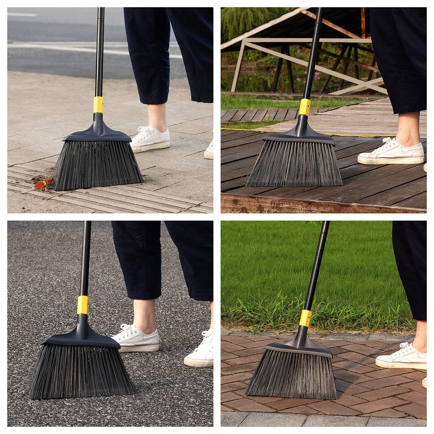 Yocada Commercial Broom Outdoor Indoor Commercial 3 PCS for Courtyard Garage Lobby Mall Market Floor Home Kitchen Room Office Pet Hair Rubbish 54Inch