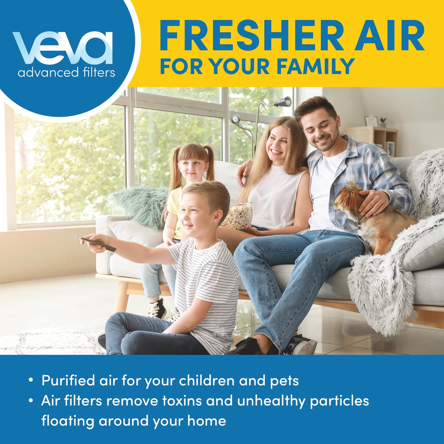 Veva HEPA Filter B Replacement, Compatible with Germ Guardian AC4825, AC4900CA, AC4850PT, AC4820 Air Purifier and FLT4825. Pack of 2 HEPA Filters / 8 Carbon Pre-Filters