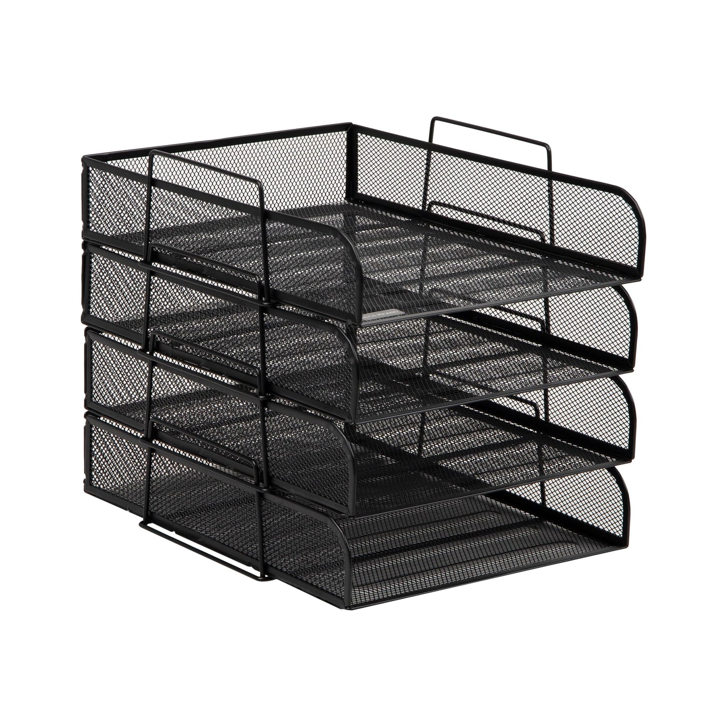 Mind Reader Stackable Paper Tray, Desktop Organizer, File Storage, Office, Metal Mesh, 10.5" L x 13.5" W x 11.25" H, 4 Pcs., Black