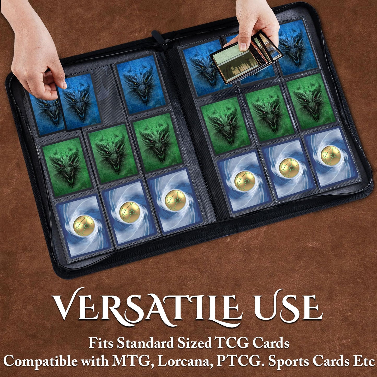 Star Mage Trading Card Binder - 9 Pocket Ringless TCG Binder - Premium Faux-Leather - 432 Side-Loading Pockets - Perfect Storage Holder for MTG, and Many TCG & Trading Card Collections (Blue Jewel)