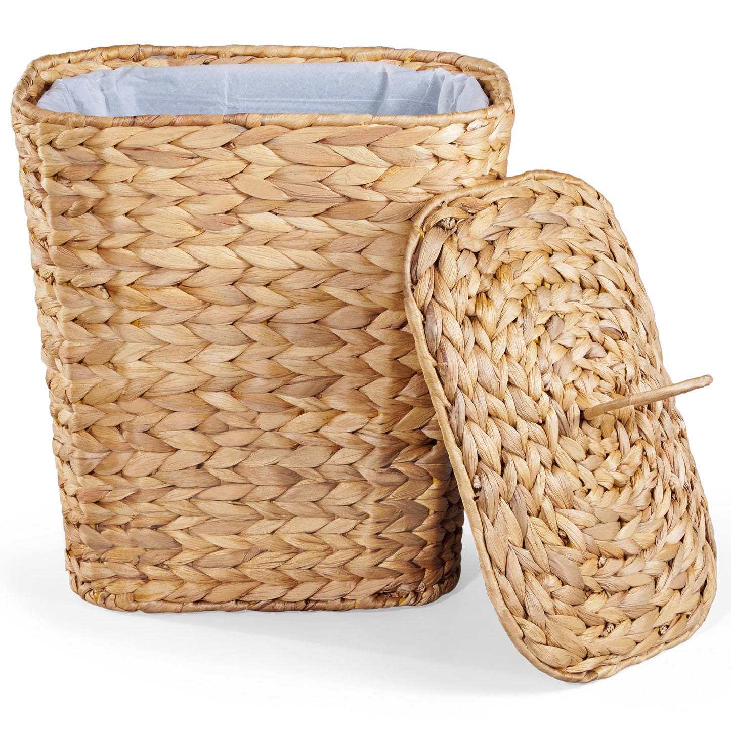 BLUEWEST 2.6 Gallon Wicker Bathroom Trash Can with Lid, Handwoven Rattan Wastebasket with Removable Plastic Inner Bin Decorative Waste Basket for Bedroom, Office, or Kitchen